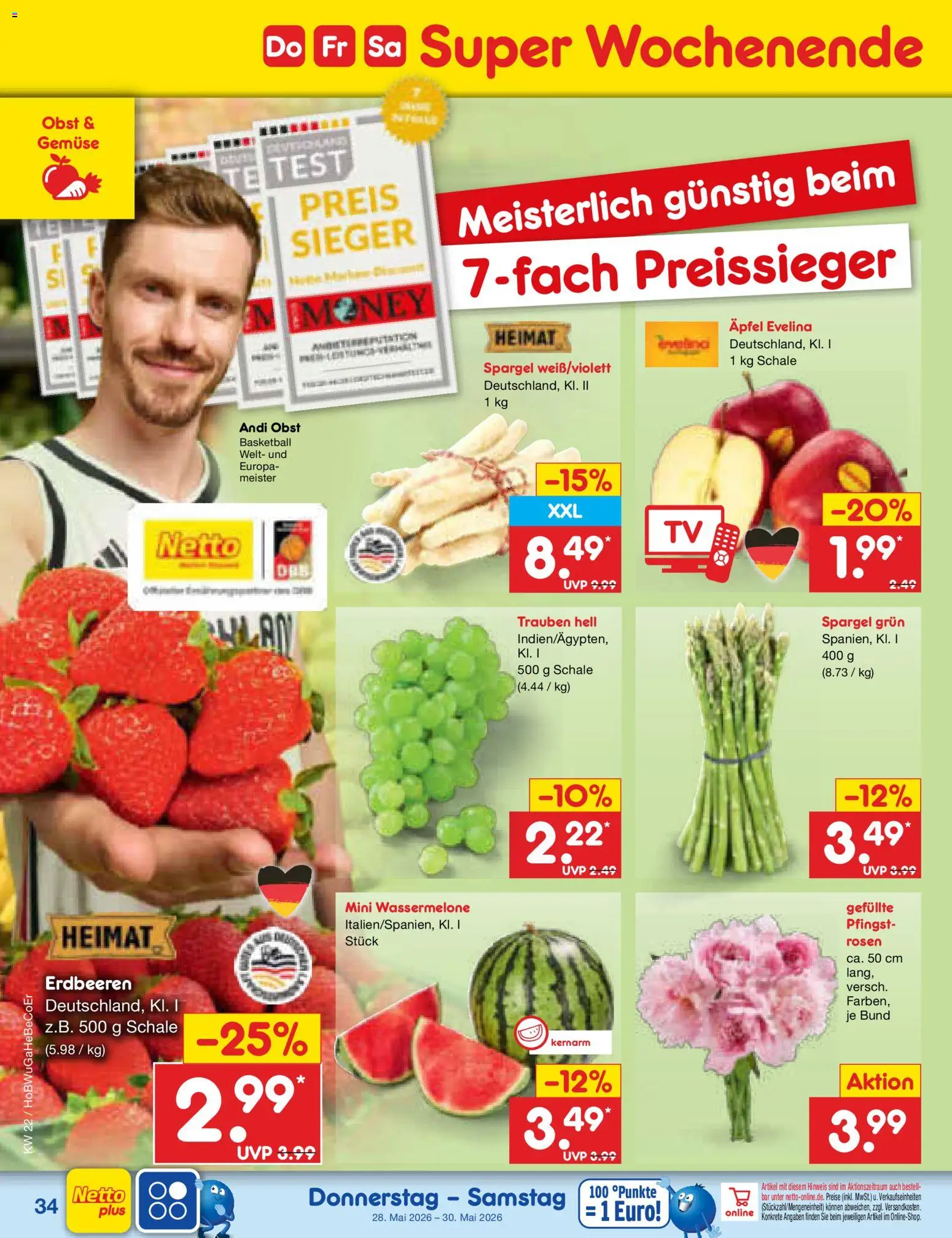 Netto Marken-Discount Prospekt 	 – gültig ab 26.05.2026 | Seite: 42 | Produkte: Trauben, Obst, Basketball, Erdbeeren