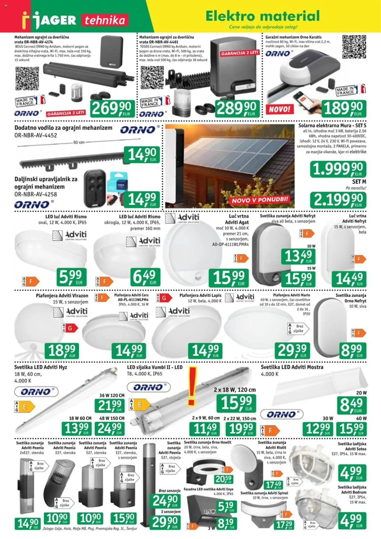 Novi Jager katalog ponudbe – veljaven od 08.07.2026 | Stran: 1 | Izdelki: Led svetilka, Teza, Svetilka, Vrata