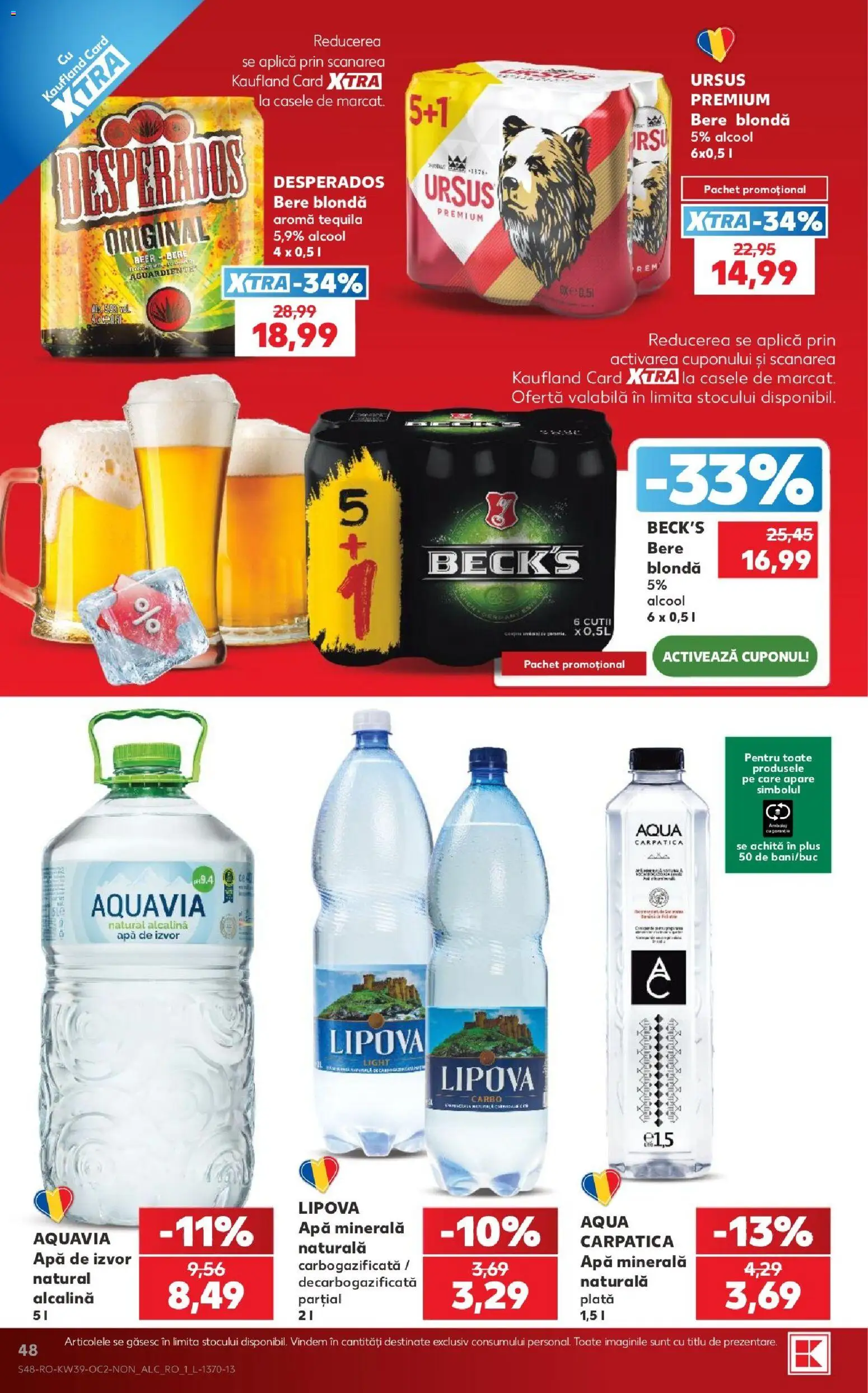 Noul catalog Kaufland – valabil de la 23.09.2026 | Pagină: 48 | Produse: Ursus, Aplică, Apa minerala, Desperados