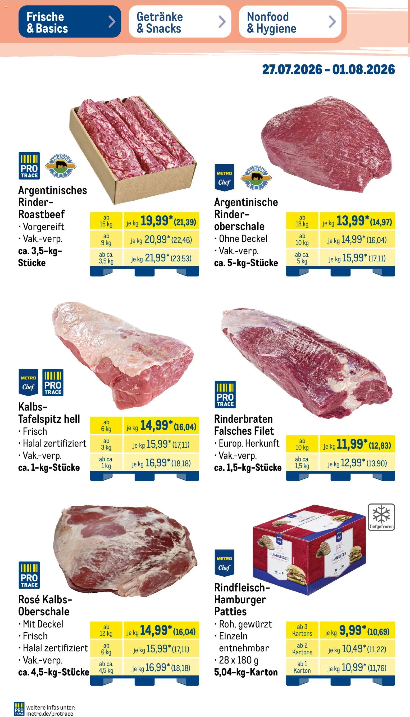 Metro Prospekt – gültig ab 27.07.2026 | Seite: 2 | Produkte: Rinderbraten, Tafelspitz, Roastbeef, Rindfleisch