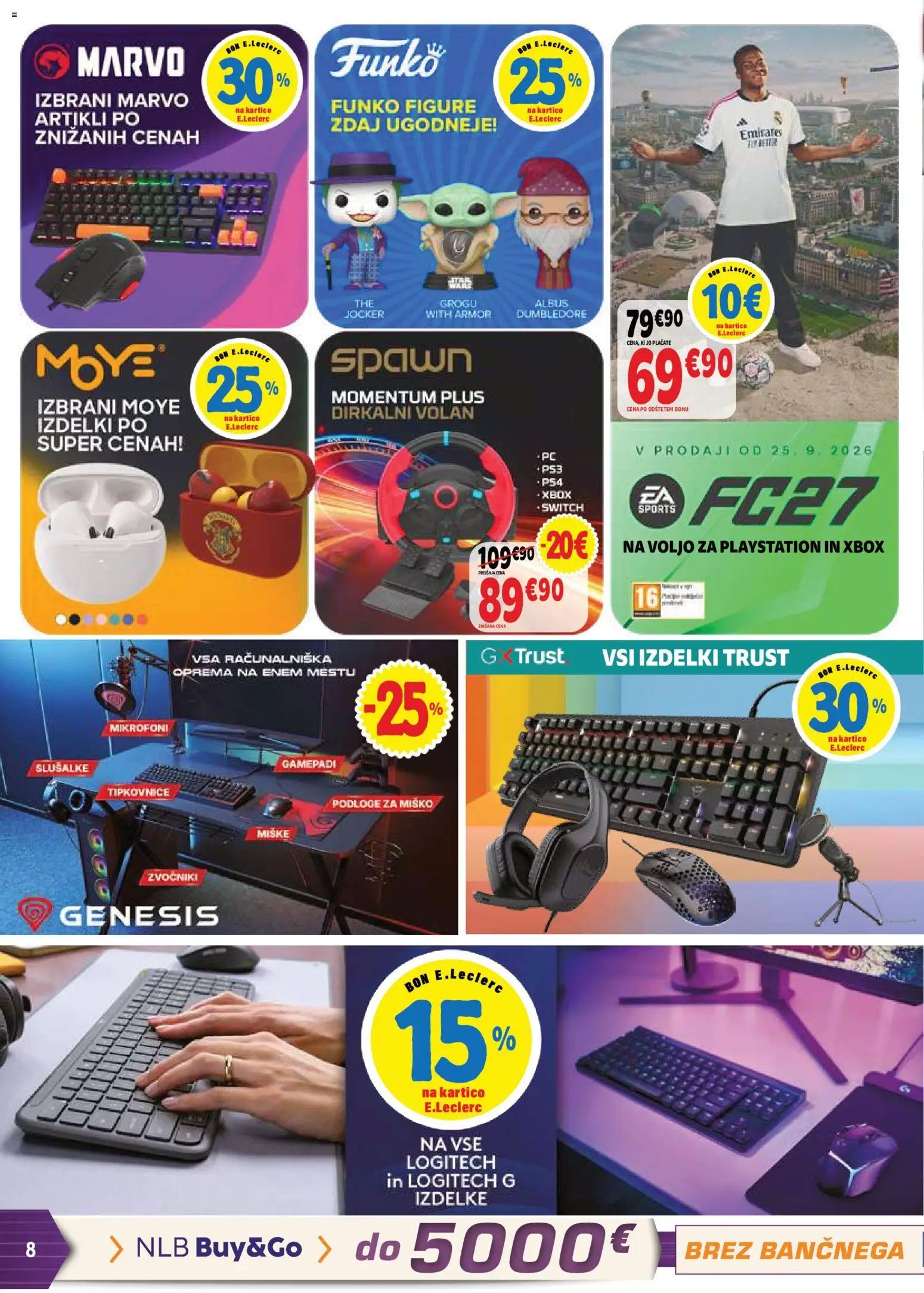 Novi E.leclerc katalog ponudbe – veljaven od 23.09.2026 | Stran: 8 | Izdelki: Slusalke, Playstation, Xbox