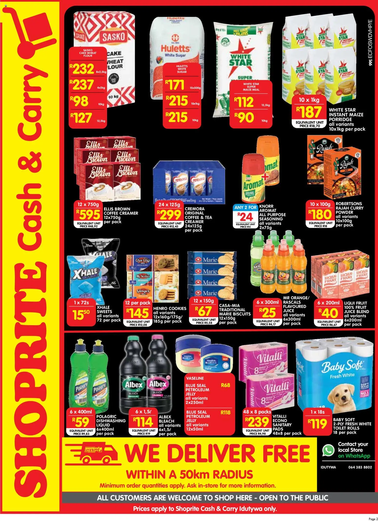 New Shoprite catalogue – valid from 04.05.2026 | Page: 2 | Products: Cake, Pads, Creamer, Sugar