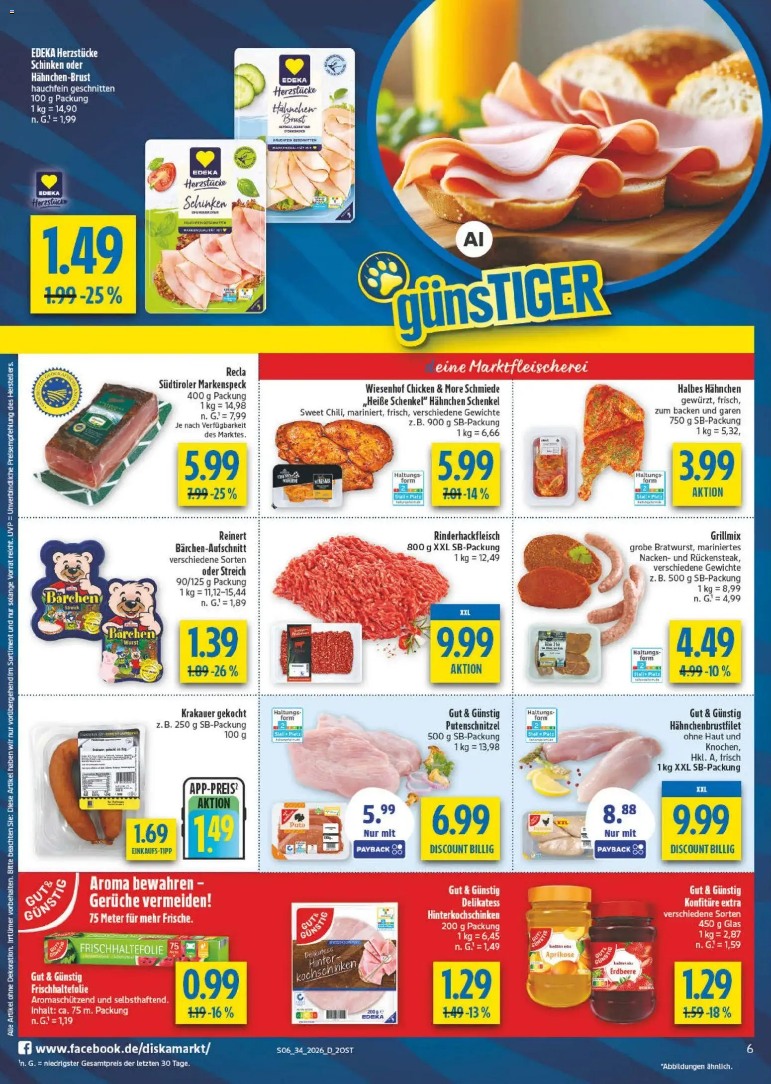 Diska Prospekt – gültig ab 17.08.2026 | Seite: 6 | Produkte: Hahnchen, Wurst, Schinken, Hahnchenbrust