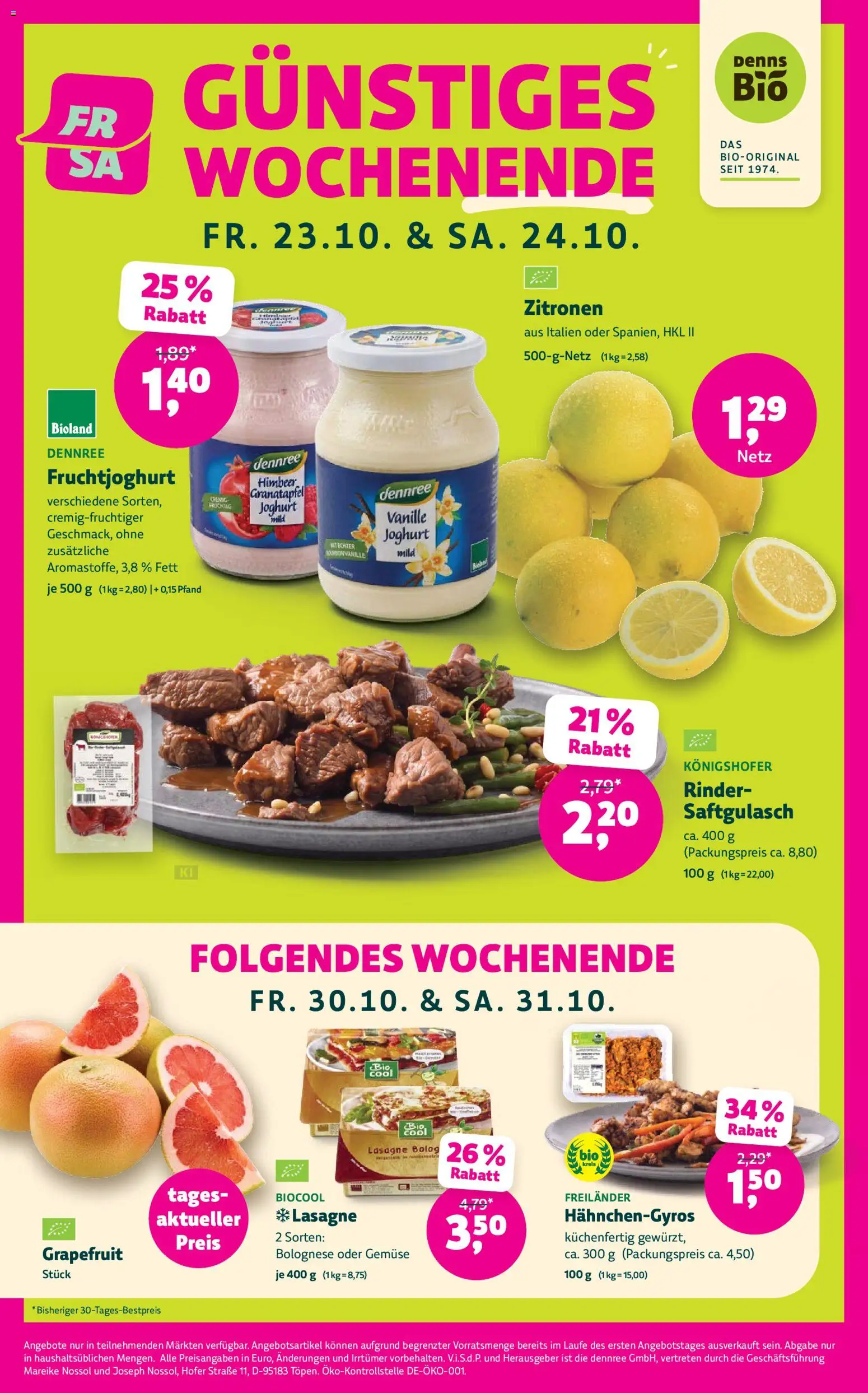 Denns BioMarkt Angebote – gültig ab 21.10.2026 | Seite: 4 | Produkte: Granatapfel, Joghurt, Lasagne, Fruchtjoghurt