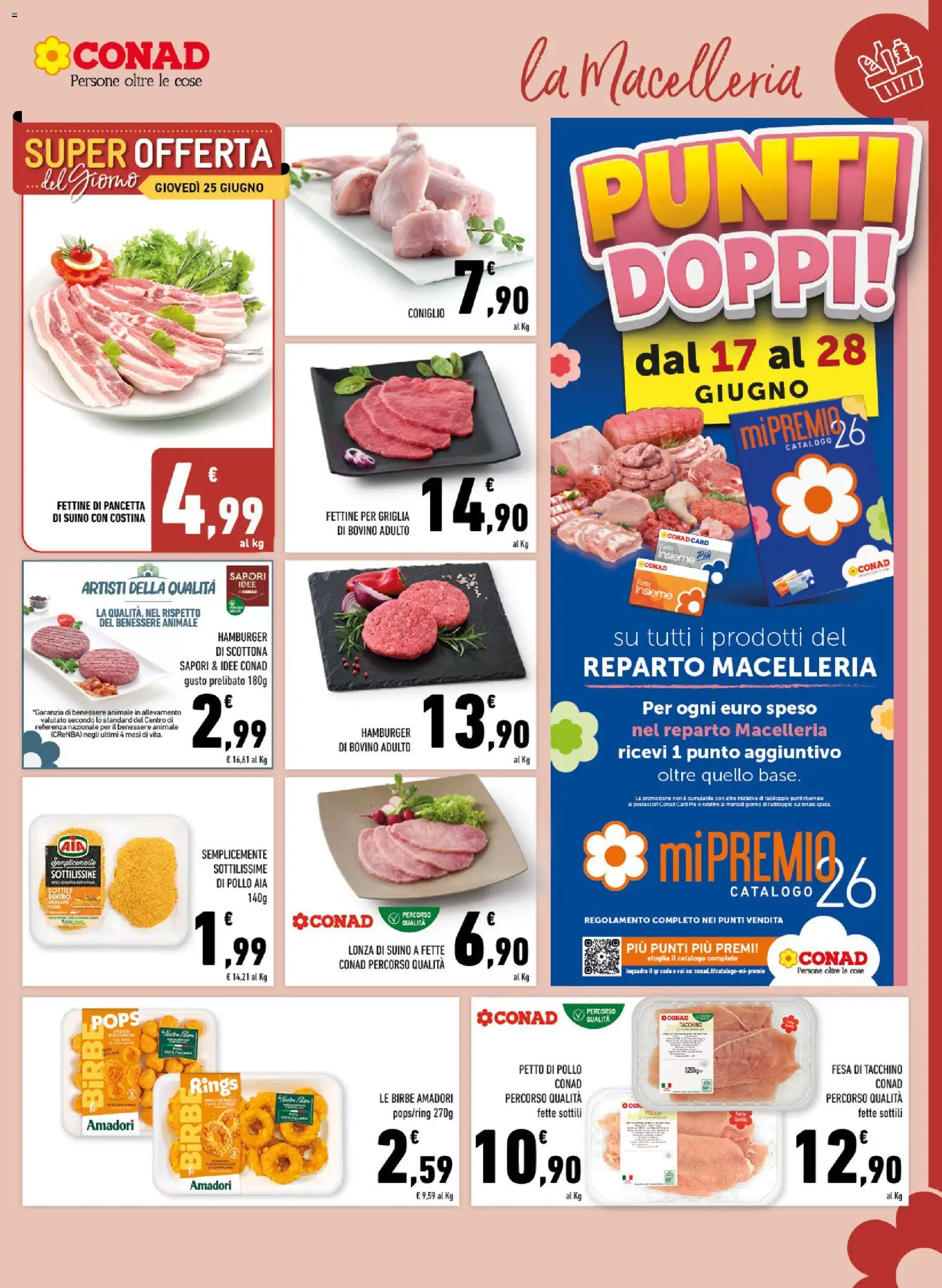 Volantino Conad del 17.06.2026 | Pagina: 3 | Prodotti: Petto di Pollo, Pollo, Tacchino, Hamburger