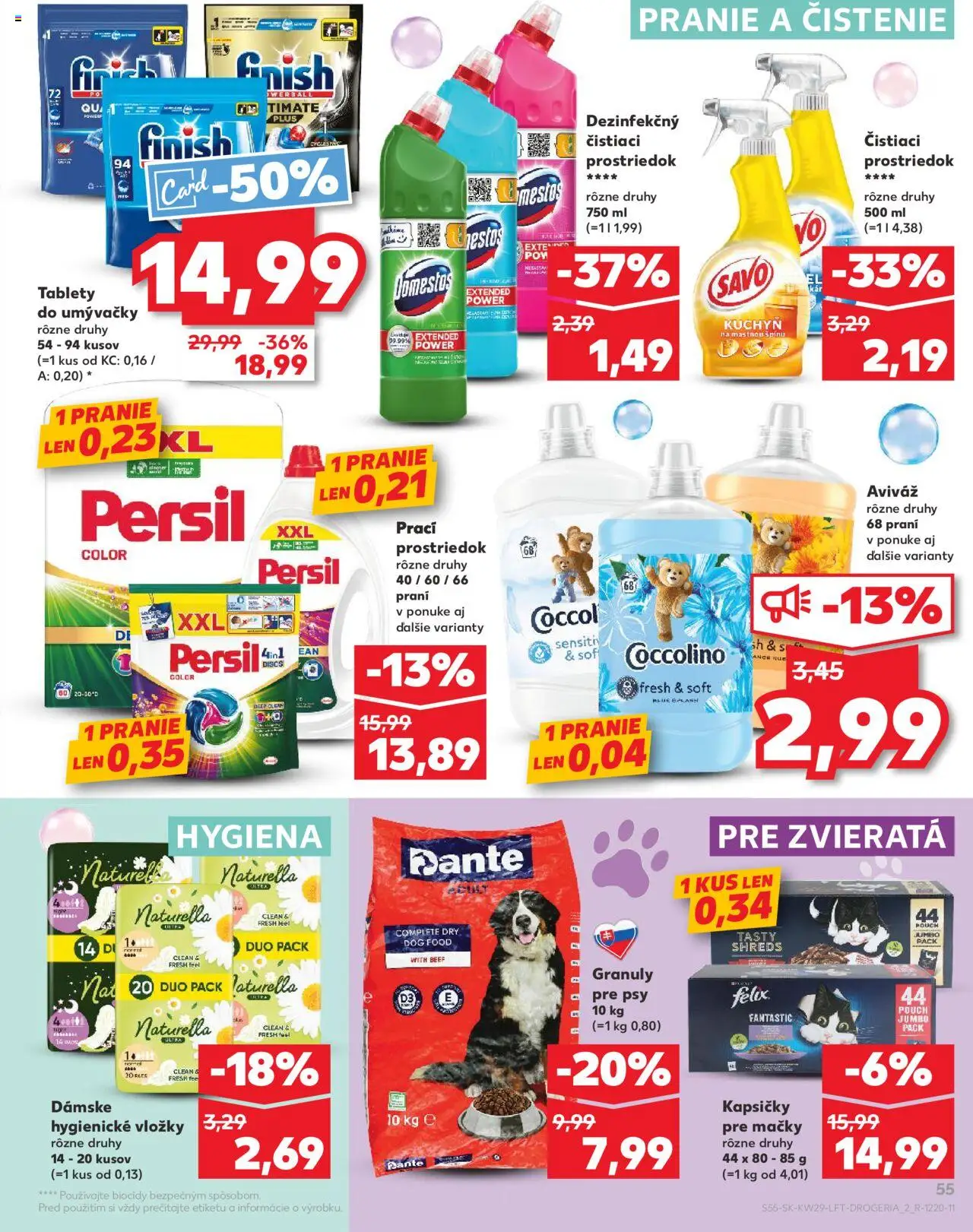 Nové Kaufland akcie – leták je platný od 17.07.2025 | Strana: 55 | Produkty: Felix, Persil, Čistiaci prostriedok, Coccolino