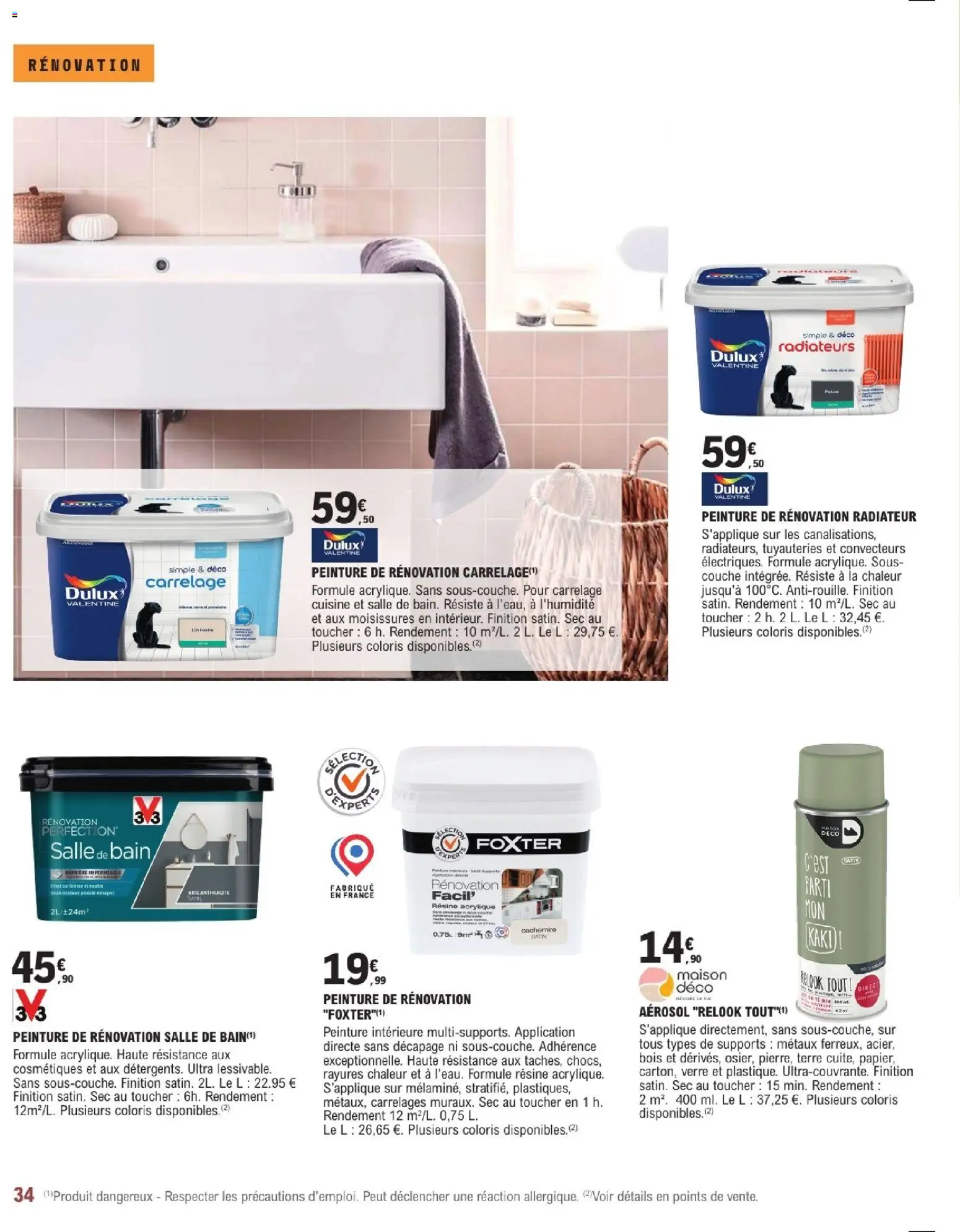 {H1} | Page: 34 | Produits: Peinture, Radiateur, Carrelage