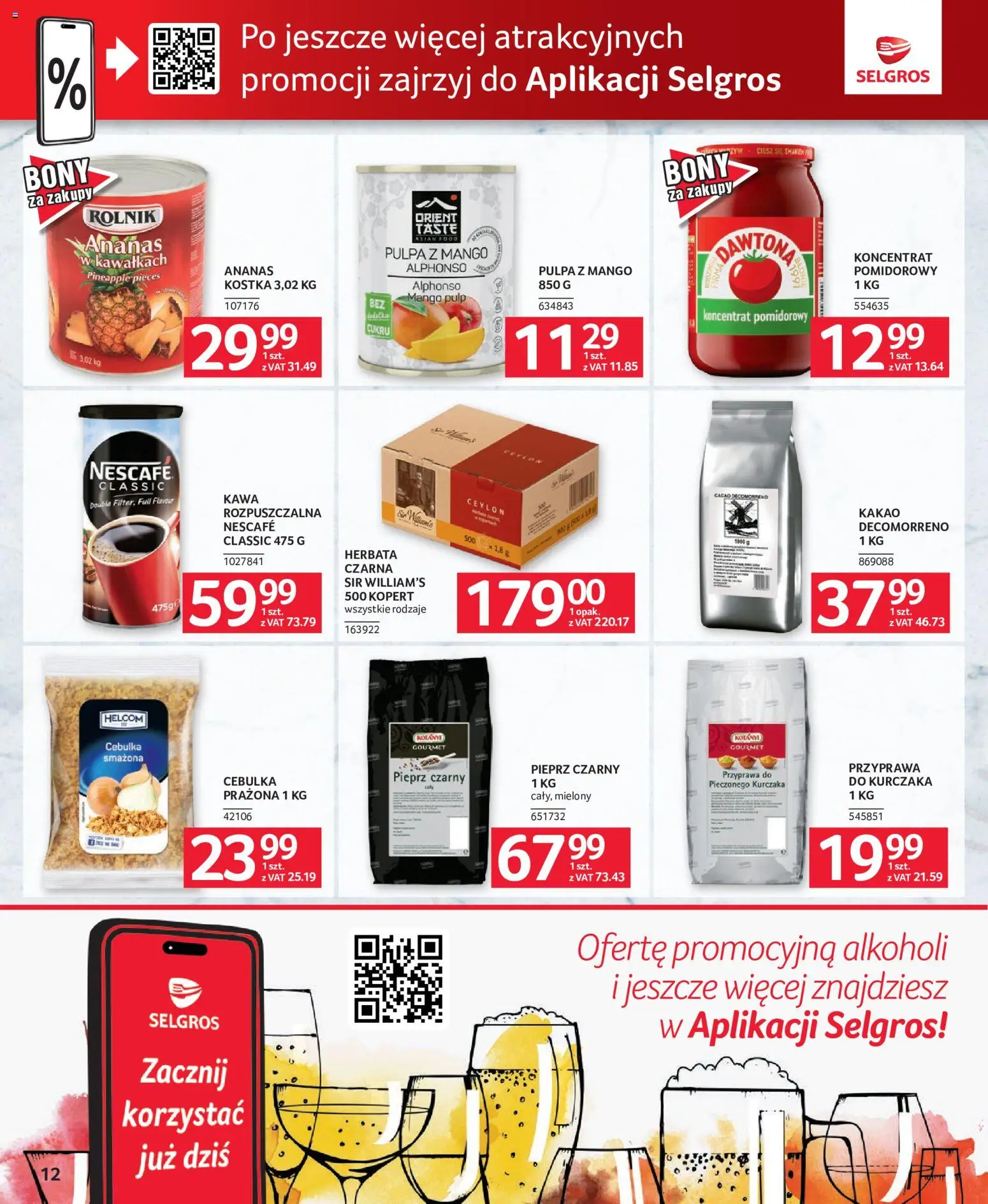 Selgros cash&carry gazetka - Oferta dla gastronomii od 08.10.2026 | Strona: 12 | Produkty: Kakao, Kawa, Herbata, Ananas