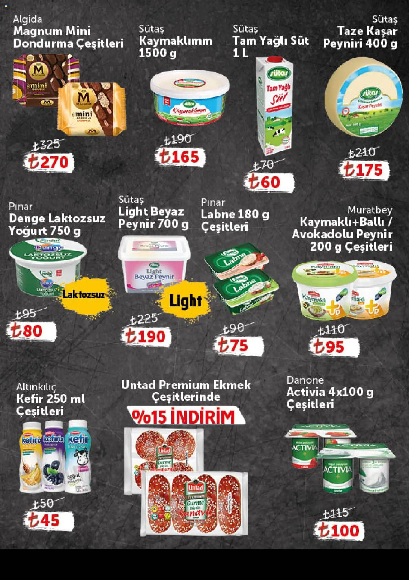 Onur Market - Katalog Gurme - 16.06.2026 tarihinden itibaren geçerlidir | Sayfa: 4 | Ürünler: Kefir, Süt, Peynir, Dondurma