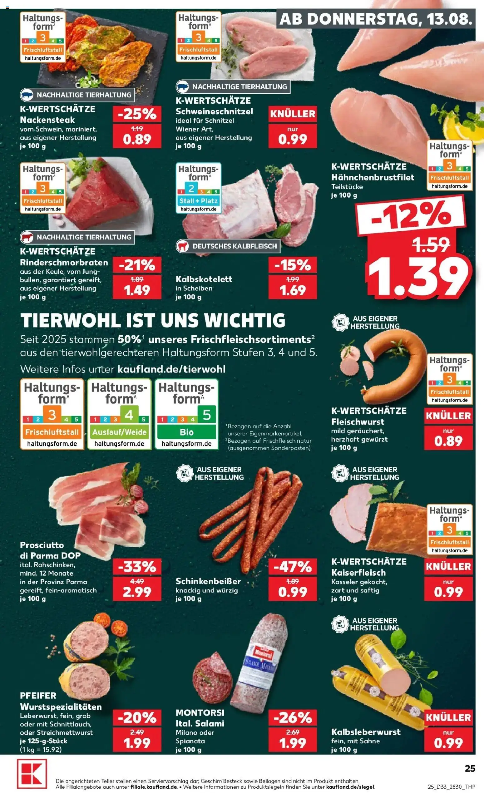 Prospekt Kaufland ab 10.08.2026 » Angebote Online zum Blättern | Seite: 34 | Produkte: Beilagen, Schnitzel, Salami, Sahne