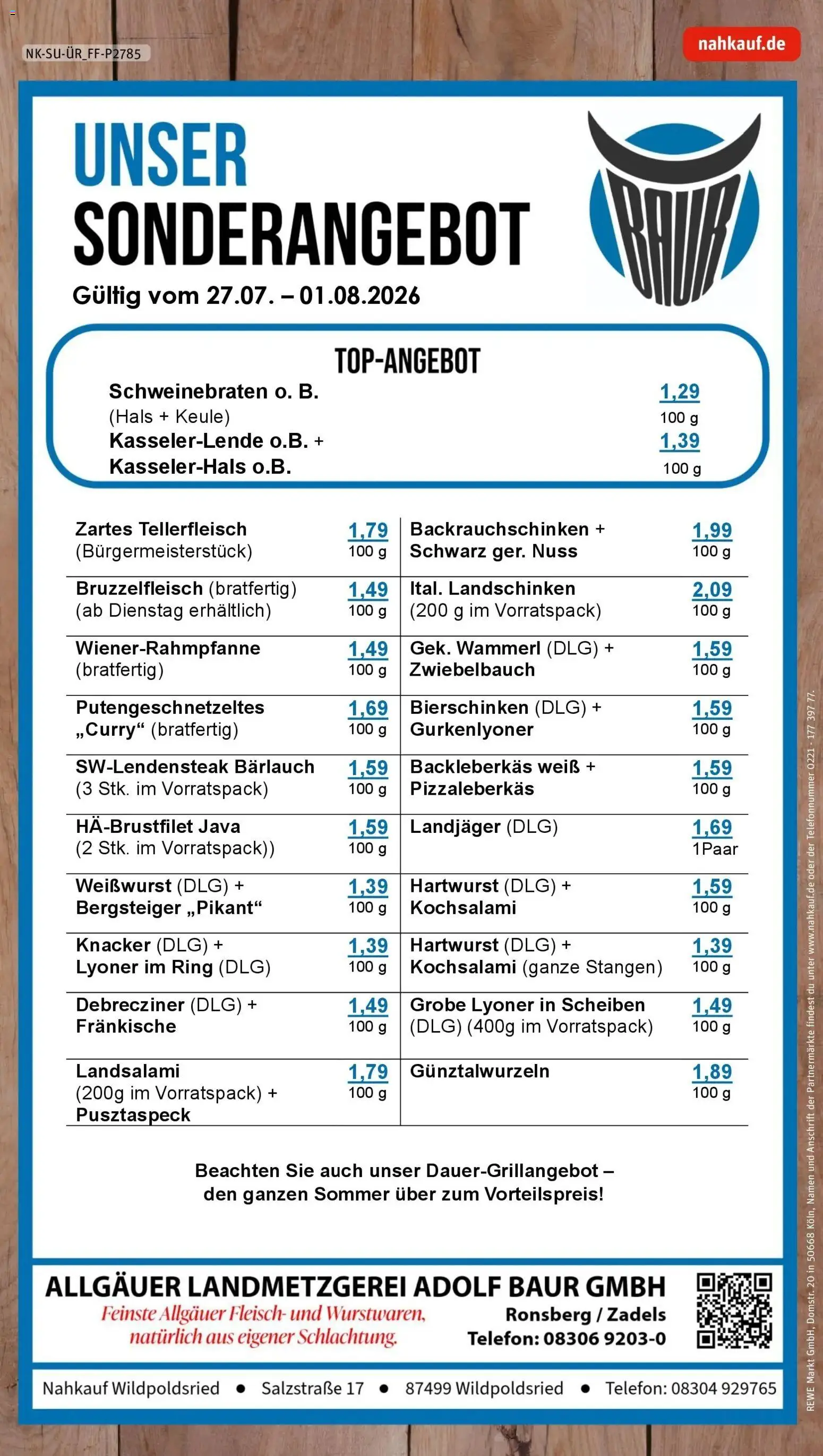 Rewe Prospekt Wildpoldsried – gültig ab 27.07.2026 | Seite: 8 | Produkte: Weißwurst, Fleisch, Telefon