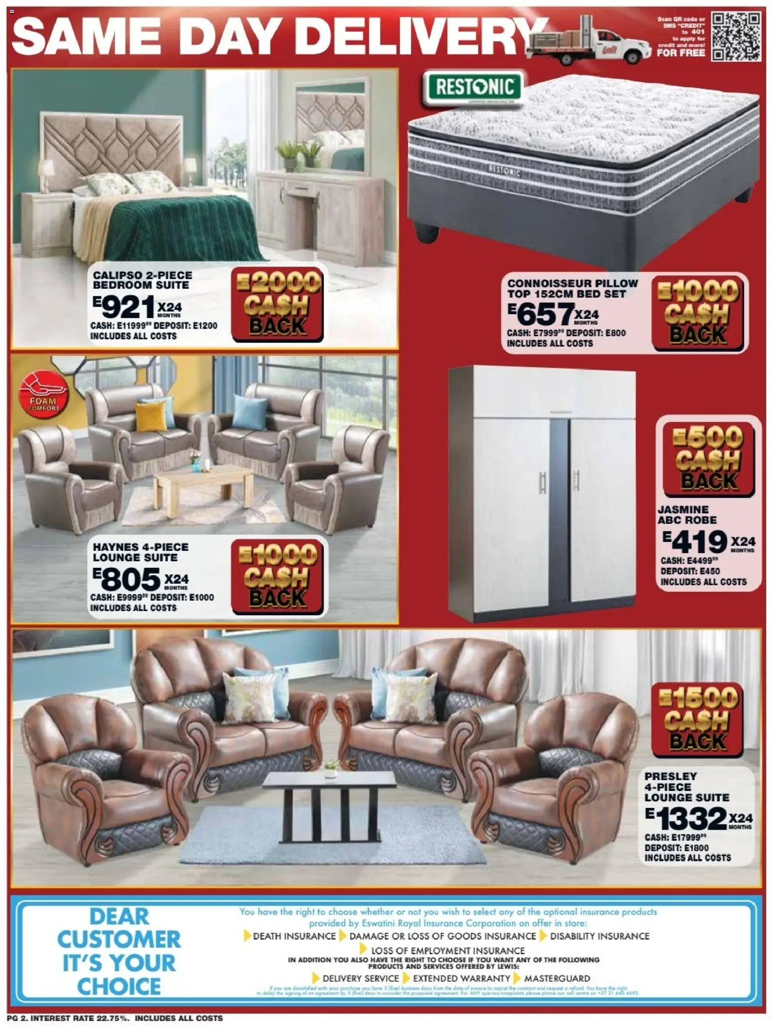 New Lewis Stores catalogue – valid from 13.04.2026 | Page: 2 | Products: Phone, Bed, Lounge suite, Foam