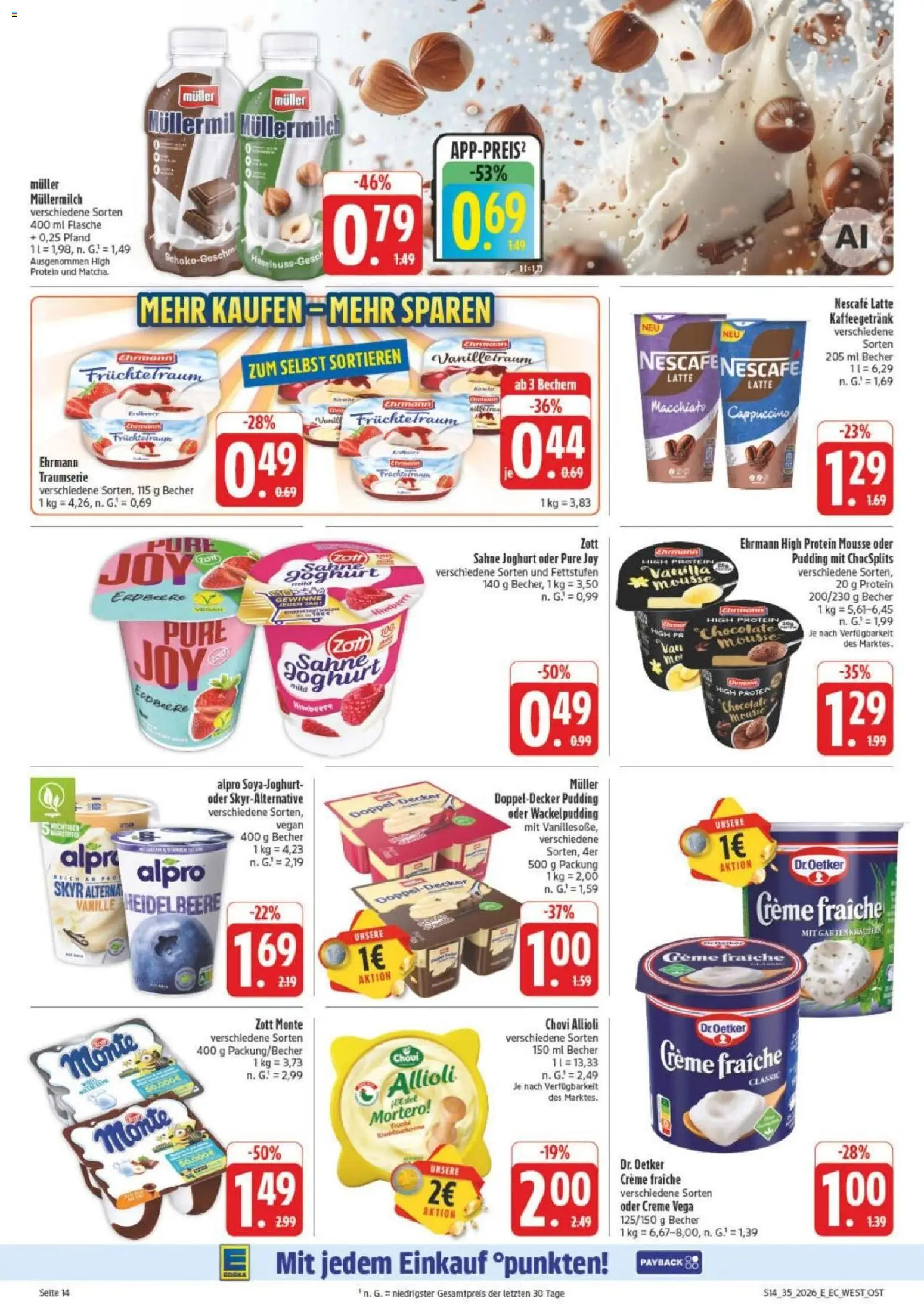 Edeka Prospekt Leipzig – gültig ab 23.08.2026 | Seite: 18 | Produkte: High protein pudding, Joghurt, Müllermilch, Sahne