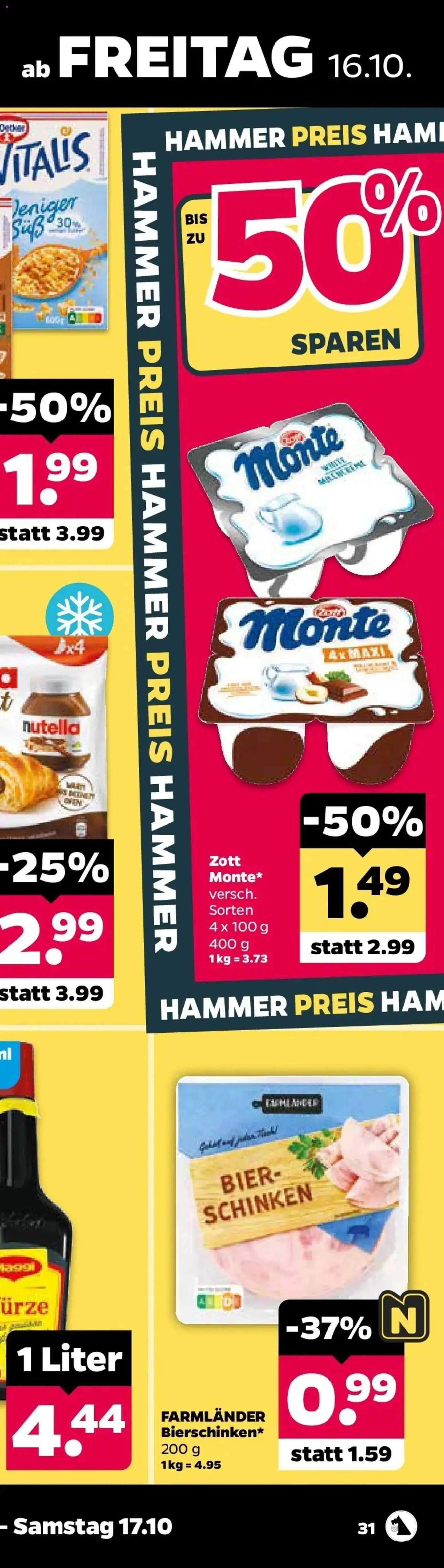 Netto Aktueller Prospekt ab 12.10.2026 → Angebote nächste Woche | Seite: 76 | Produkte: Bier, Nutella, Schinken