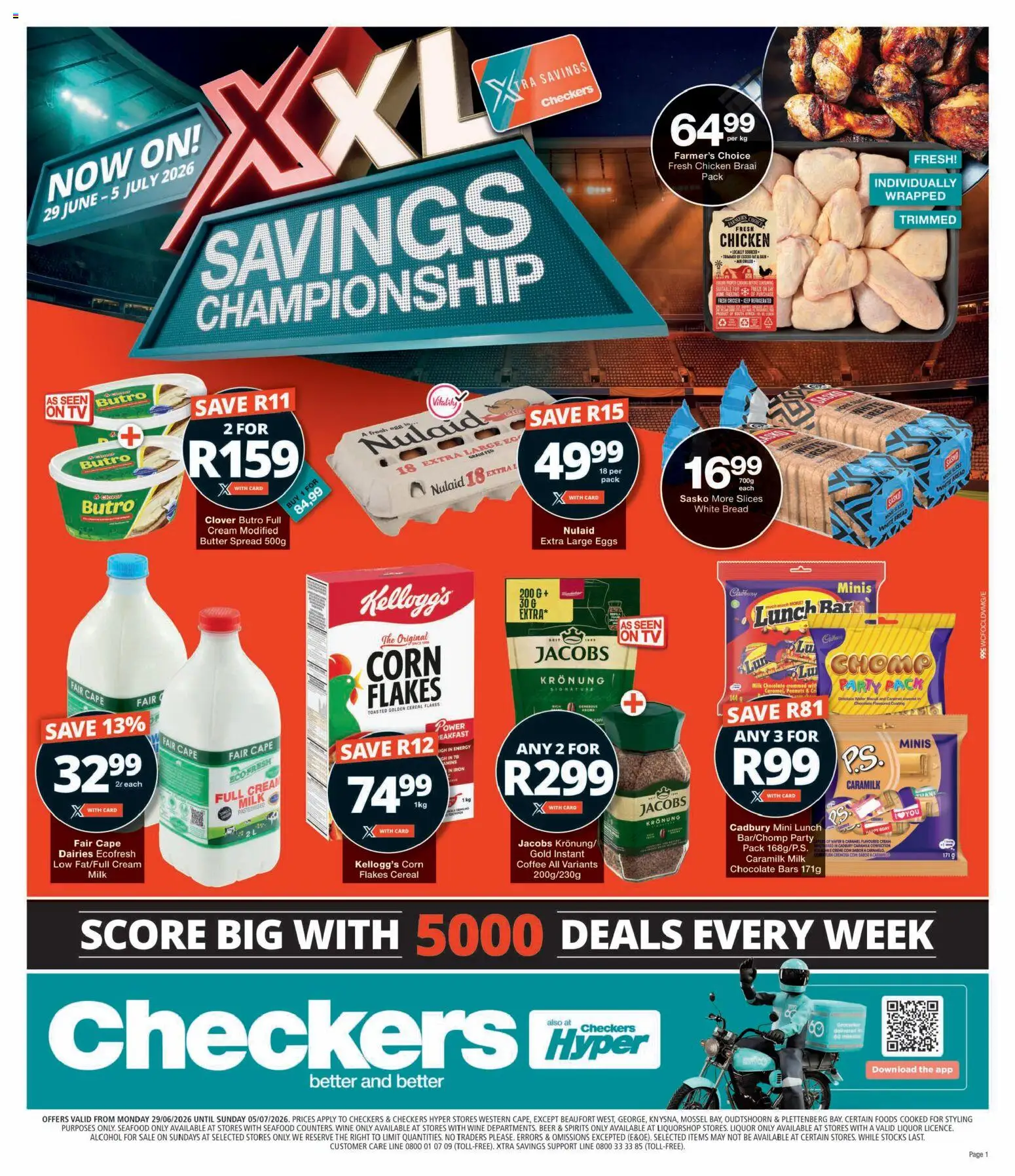 New Checkers catalogue – valid from 29/06/2026 | Page: 1 | Products: Butter, Wine, Chicken, Flakes