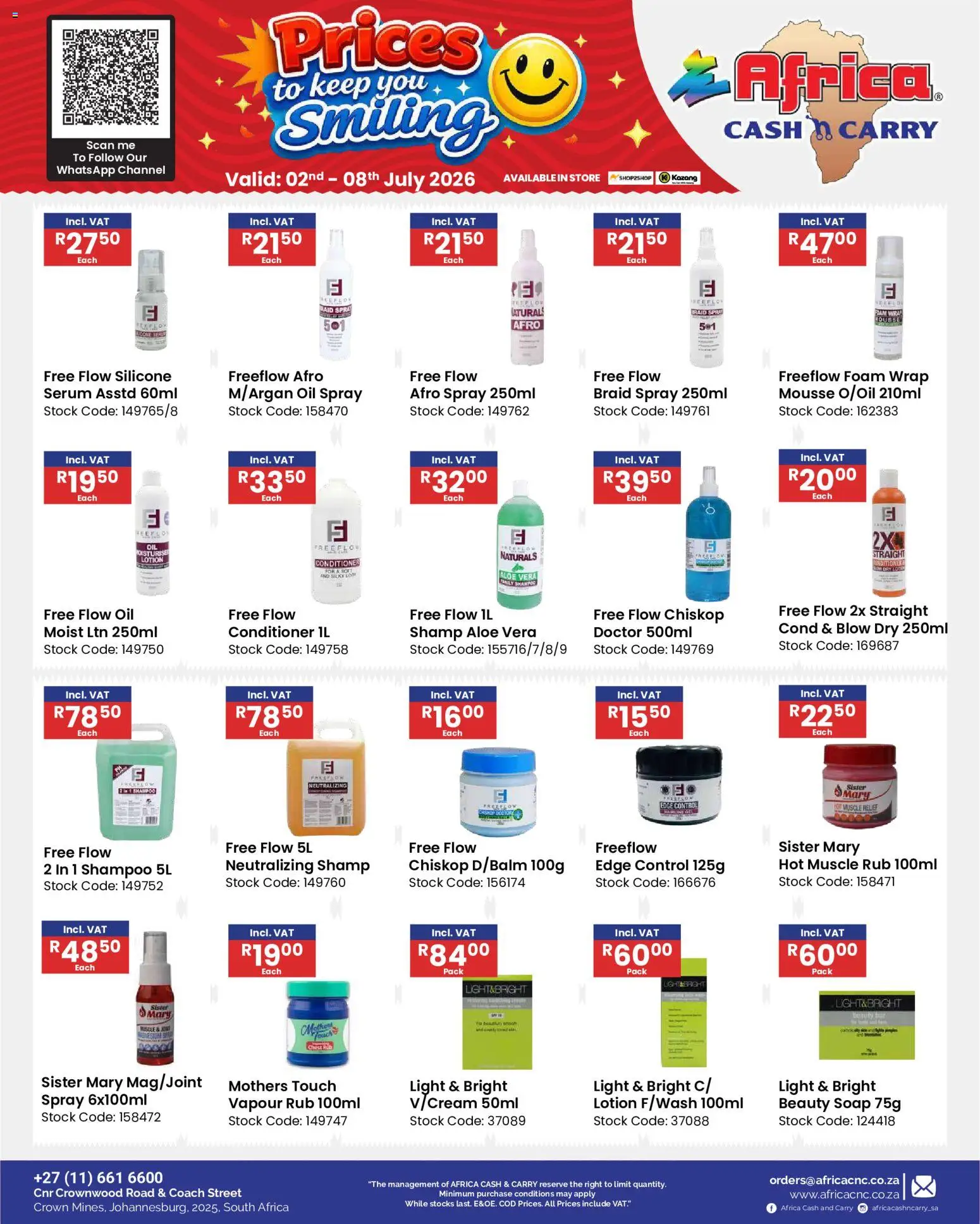 New Africa Cash & Carry catalogue – valid from 02/07/2026 | Page: 57 | Products: Oil, Soap, Foam, Lotion