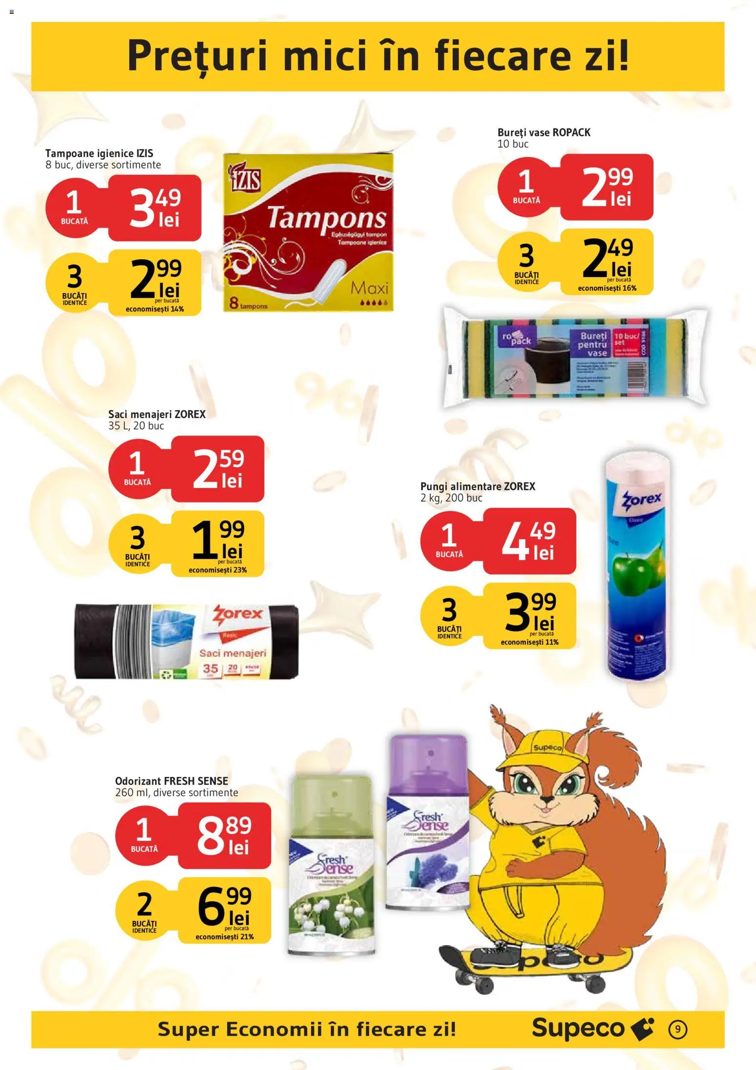 Noul catalog Supeco – valabil de la 27.08.2026 | Pagină: 9 | Produse: Vase, Saci menajeri, Mici, Tampoane