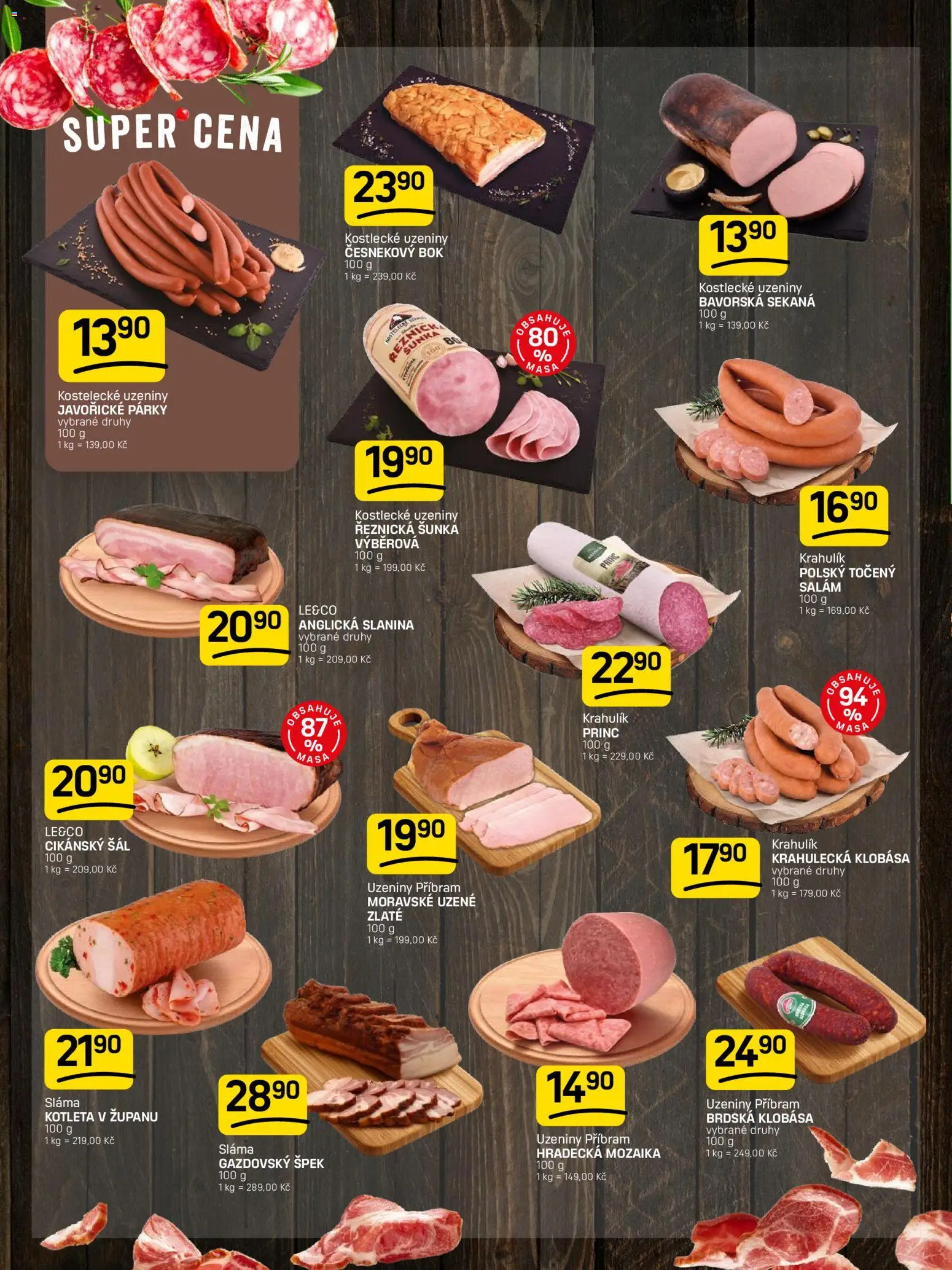 Flop leták od 07.10.2026 | Strana: 2 | Produkty: Klobása, Anglická slanina, Točený salám, Moravské uzené