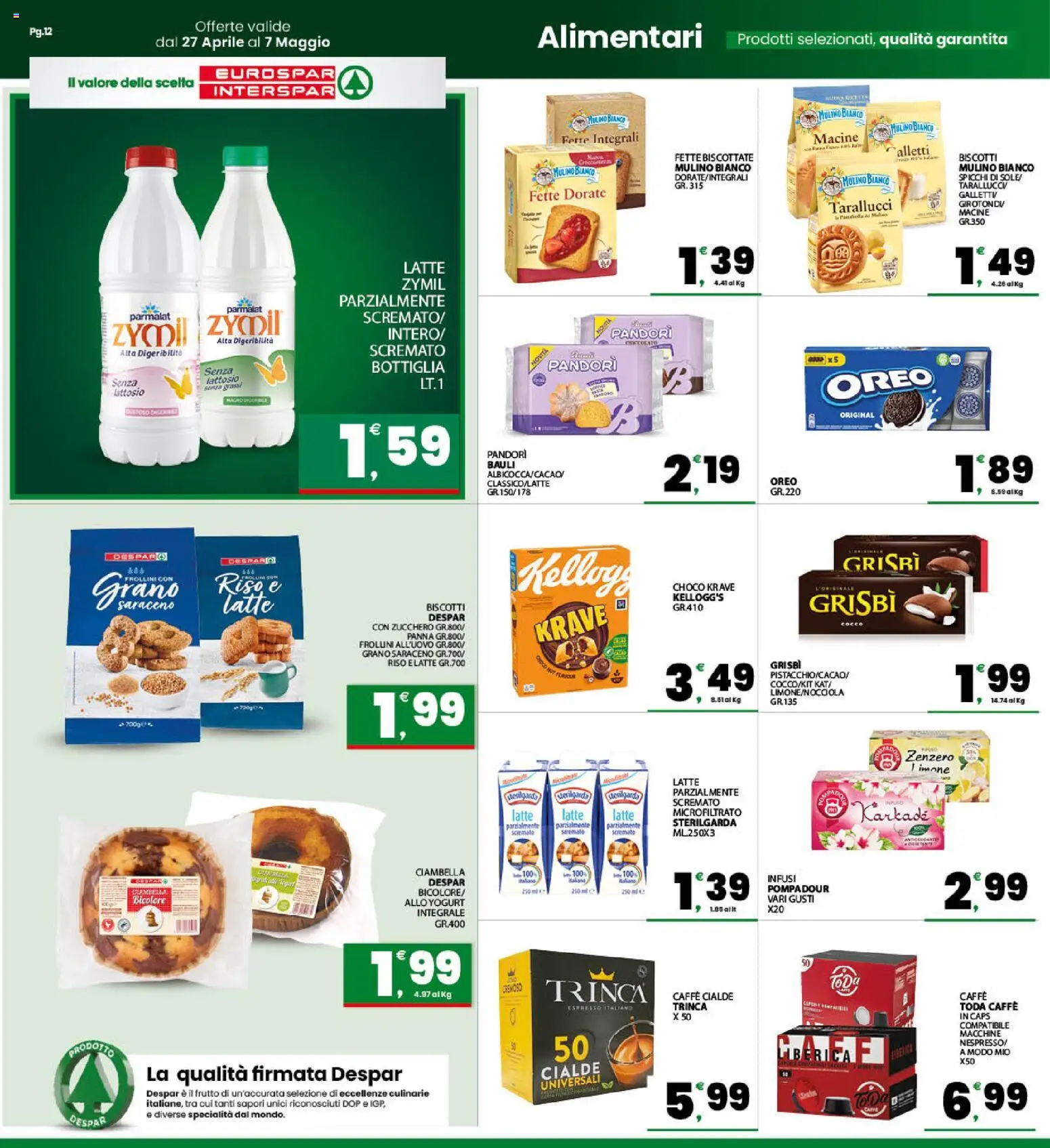 Volantino Interspar del 27.04.2026 | Pagina: 12 | Prodotti: Riso, Latte, Fette biscottate, Bottiglia