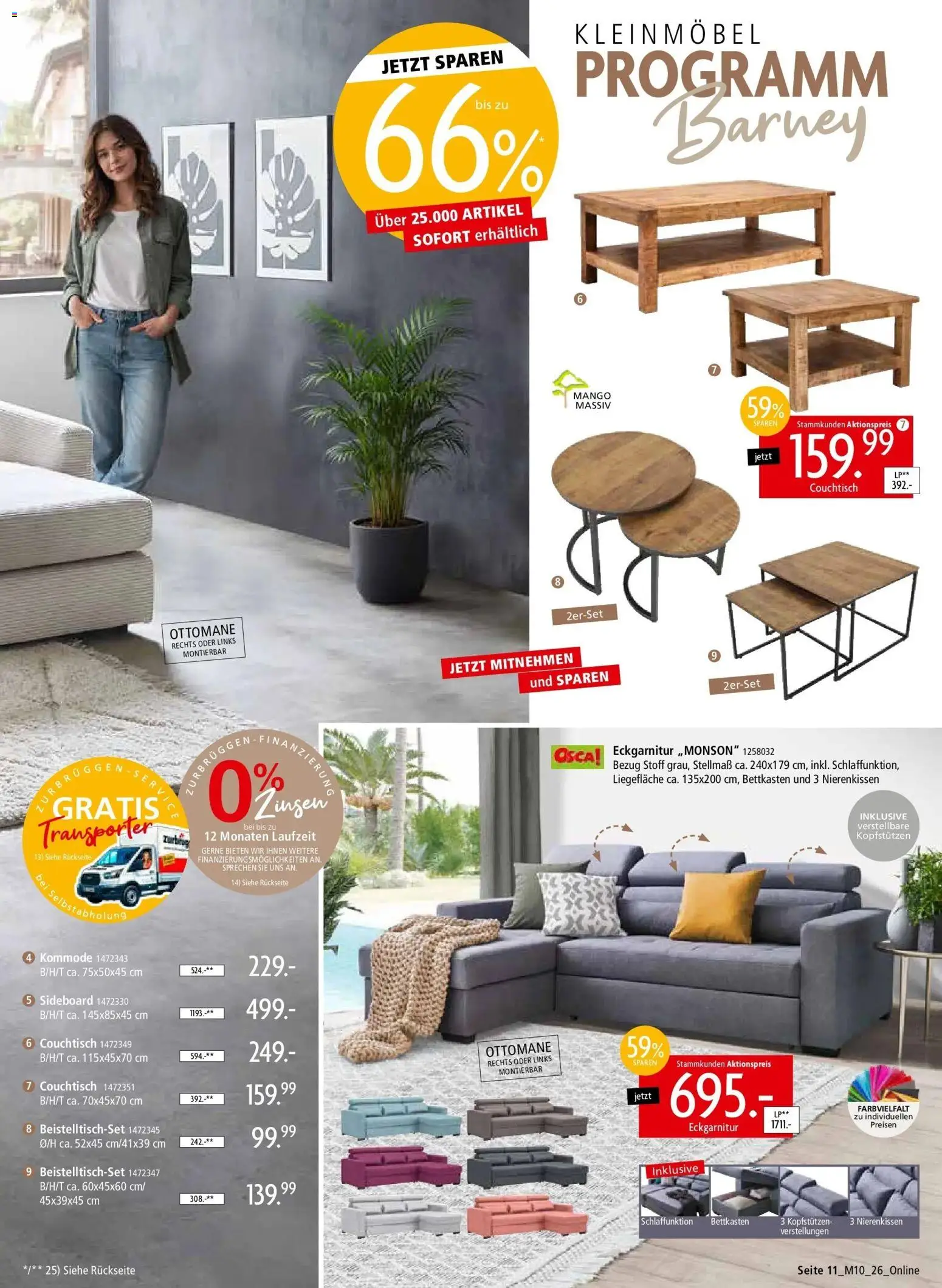 Zurbrüggen - Zurbrüggen: Mitnahme Möbel (ab 08.08.2026) zum Blättern | Seite: 11 | Produkte: Sideboard, Kommode, Couchtisch, Mango