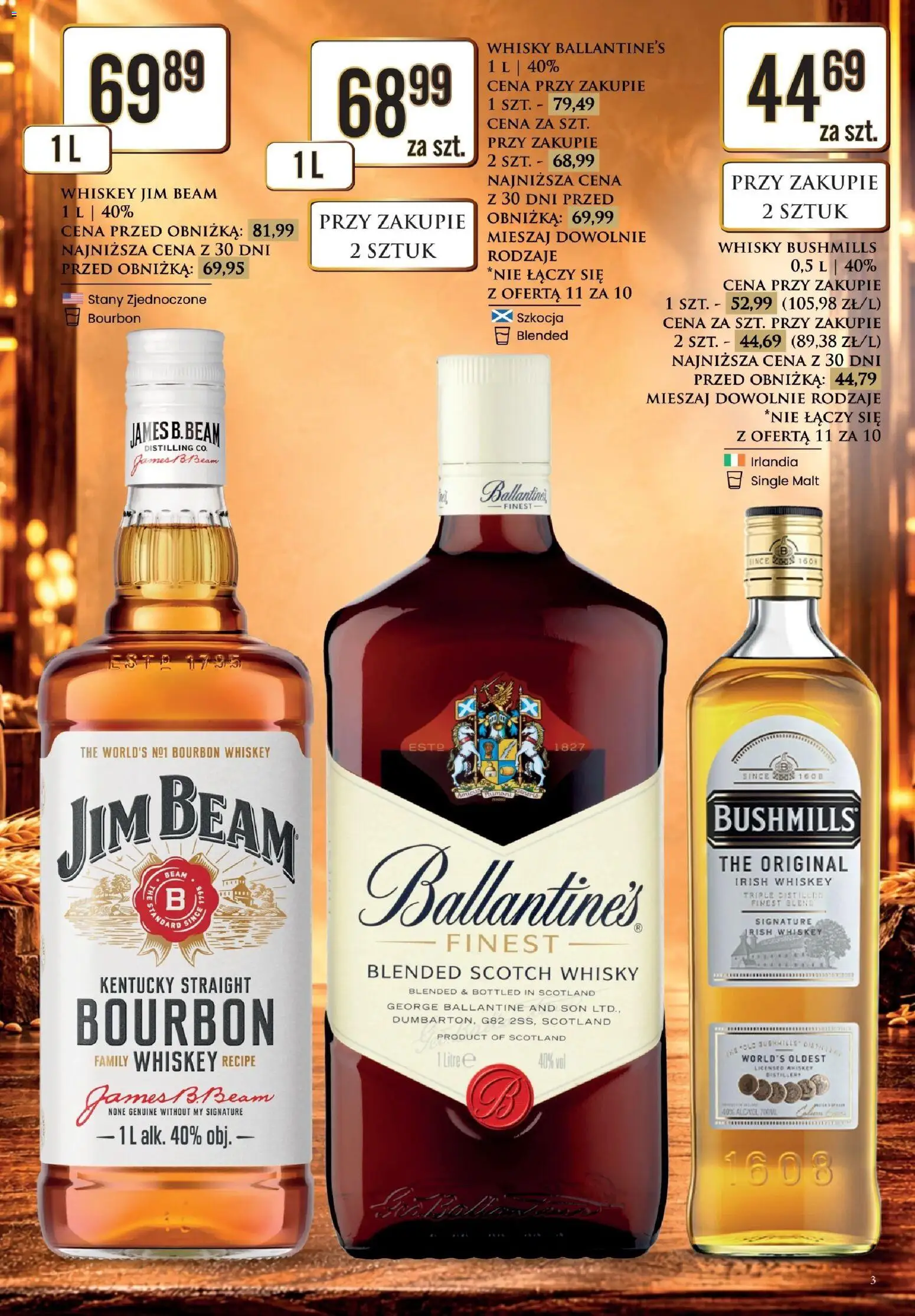 Dino gazetka alkoholowa od 09.10.2026 | Strona: 3 | Produkty: Whisky Bushmills, Bourbon, Scotch whisky, Whisky bourbon