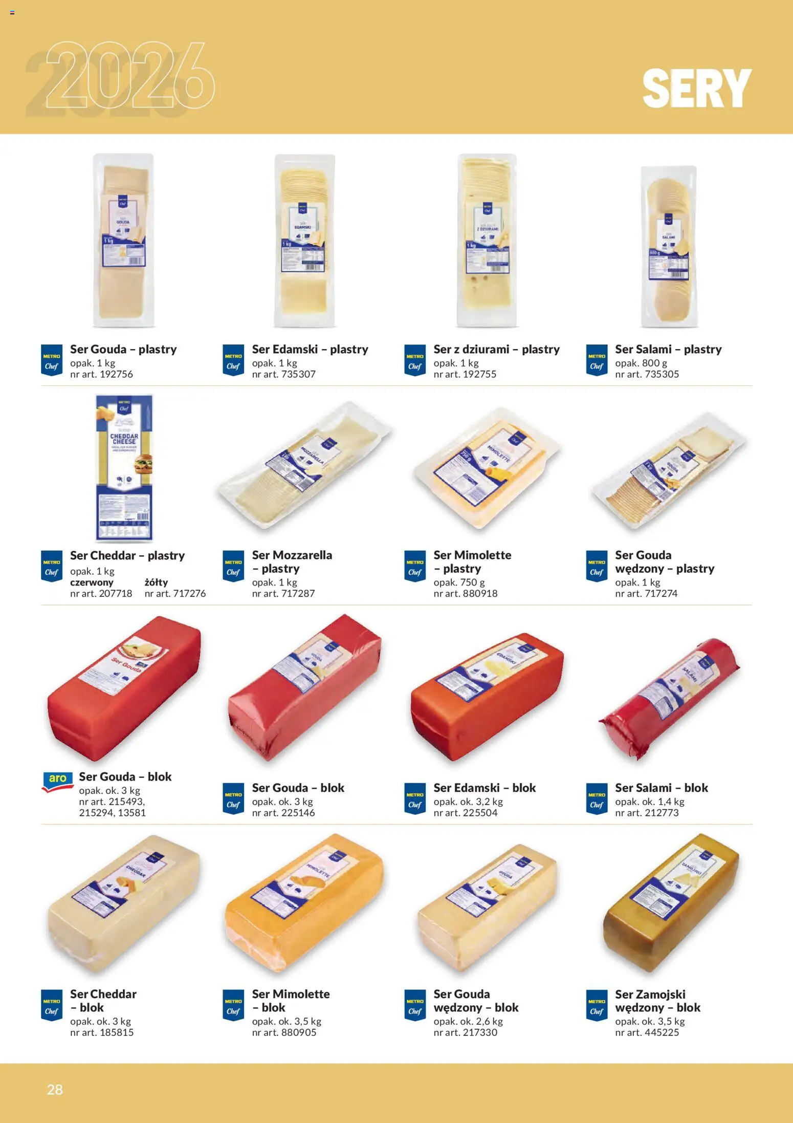 Makro gazetka - Produktów marek własnych dla profesjonalnej Gastronomii od 01.03.2026 | Strona: 28 | Produkty: Sery, Salami, Cheddar, Ser cheddar