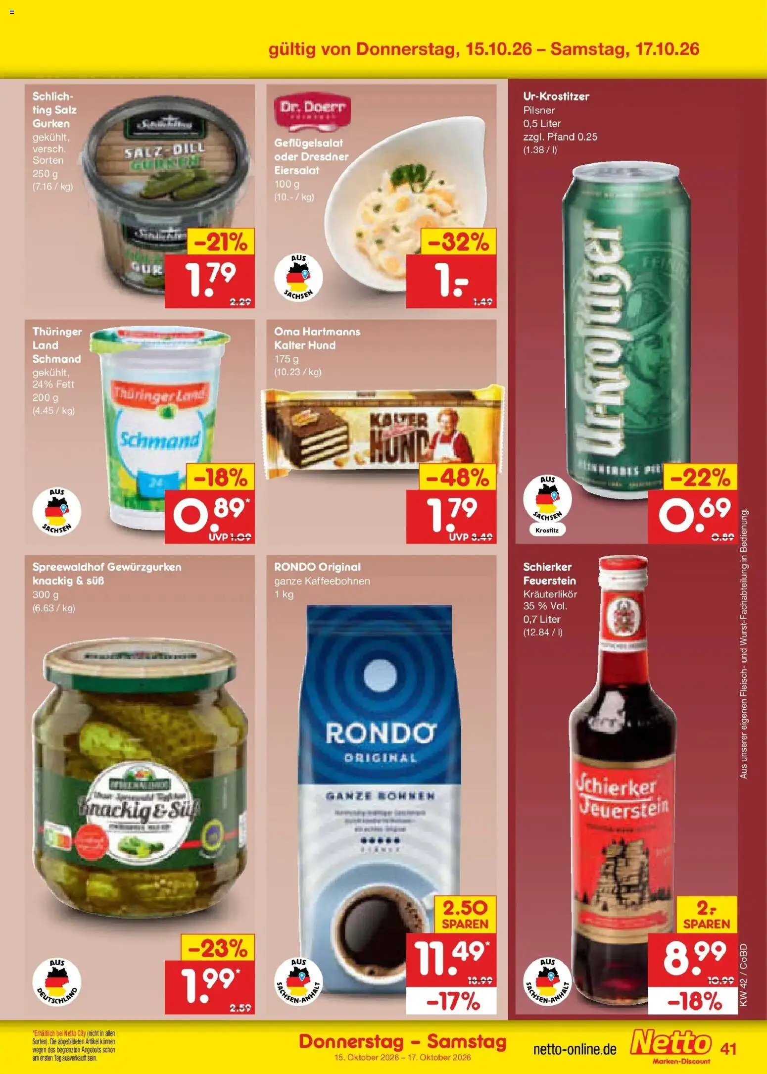 Netto Marken-Discount Prospekt Delitzsch – gültig ab 12.10.2026 | Seite: 57 | Produkte: Salz, Dill, Fleisch, Gurken