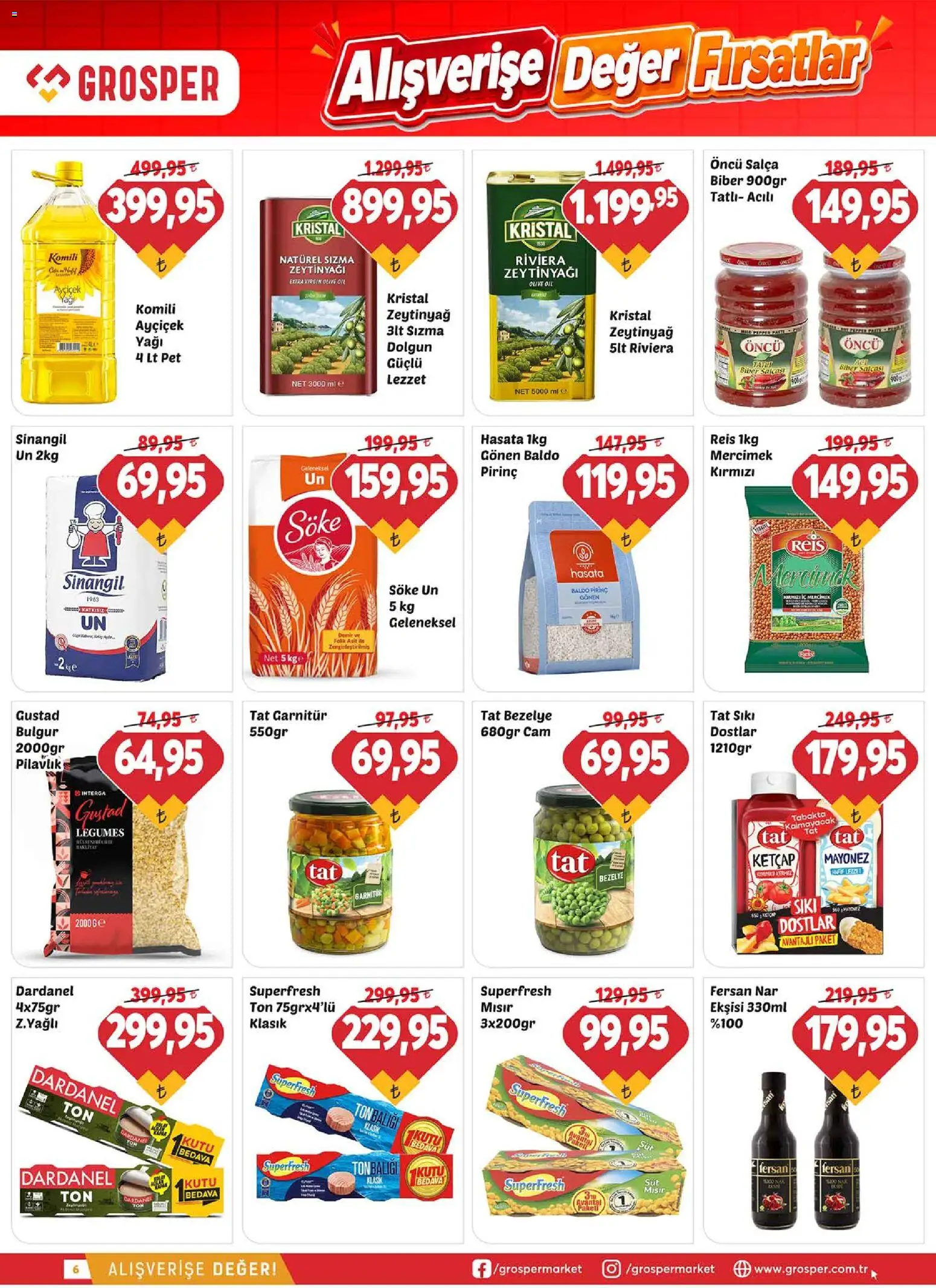 Grosper Katalog - 30 Eylül 2026 tarihinden itibaren geçerlidir | Sayfa: 6 | Ürünler: Kutu, Pirinç, Zeytinyağı, Bezelye