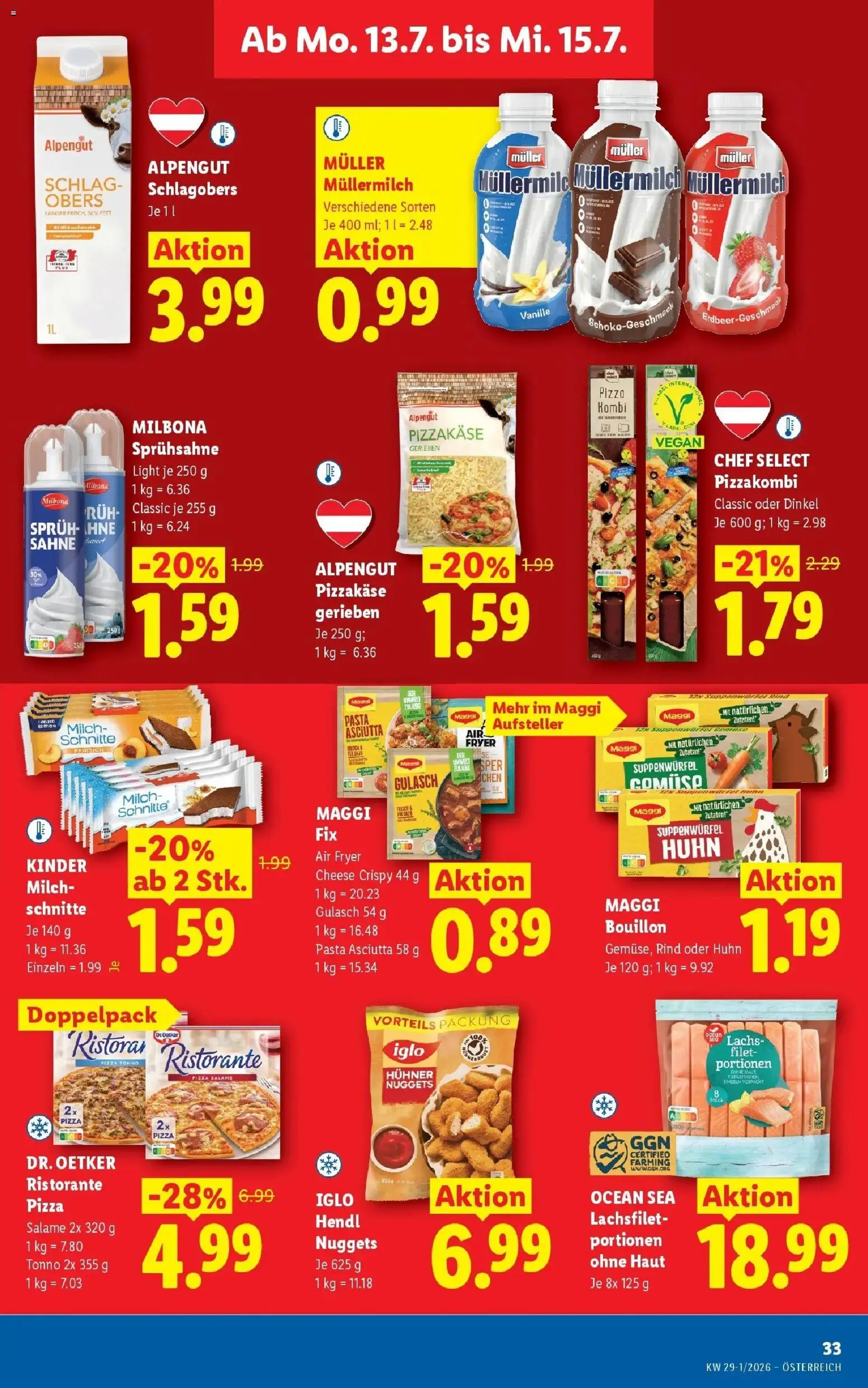 Lidl Flugblatt - Wien, Langenzersdorf, Zwettl gültig ab 09.07.2026 | Seite: 42 | Produkte: Pasta, Pfirsich, Milch, Pizza
