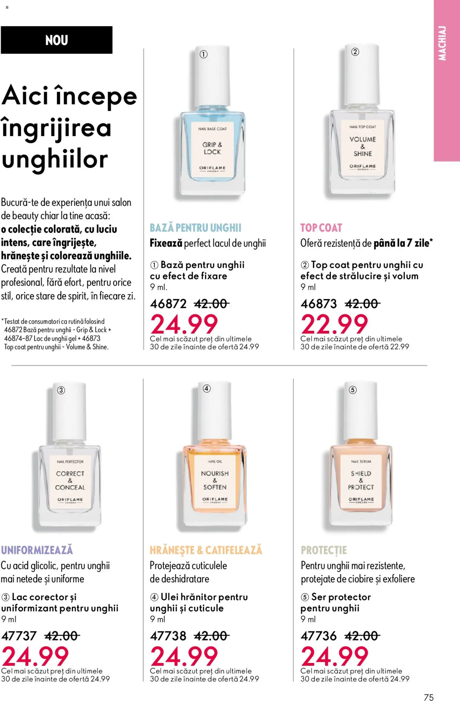 Noul catalog Oriflame – valabil de la 06.05.2026 | Pagină: 75 | Produse: Top coat, Top, Lac de unghii, Ulei