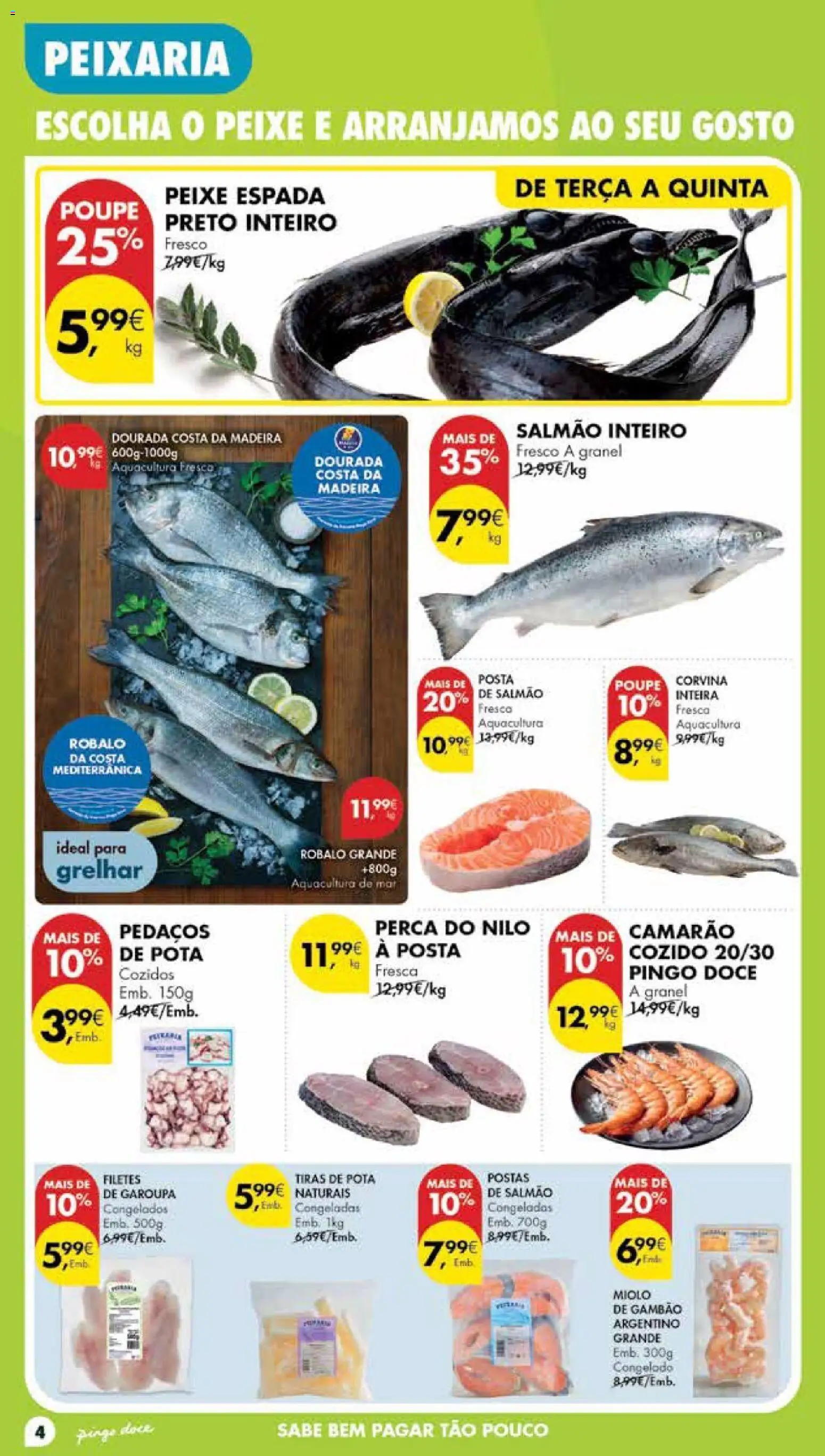 Pingo Doce Poupe Esta Semana Madeira │ válido de 18/08/2026 | Página: 4 | Produtos: Dourada, Camarão, Salmão, Peixe