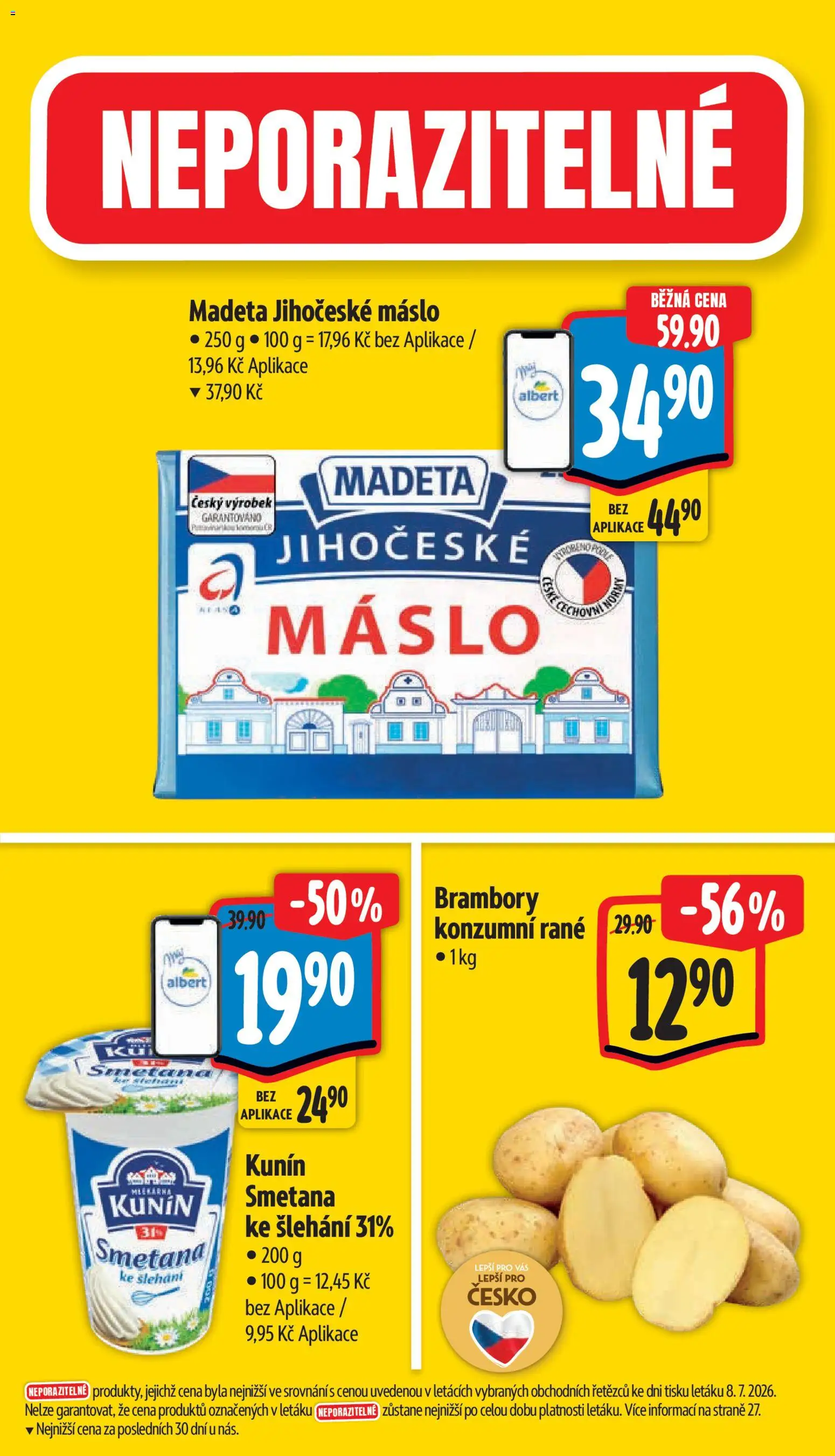 Albert leták - Hypermarket od 15.07.2026 | Strana: 3 | Produkty: Máslo, Madeta Jihočeské máslo, Smetana ke šlehání, Jihočeské máslo