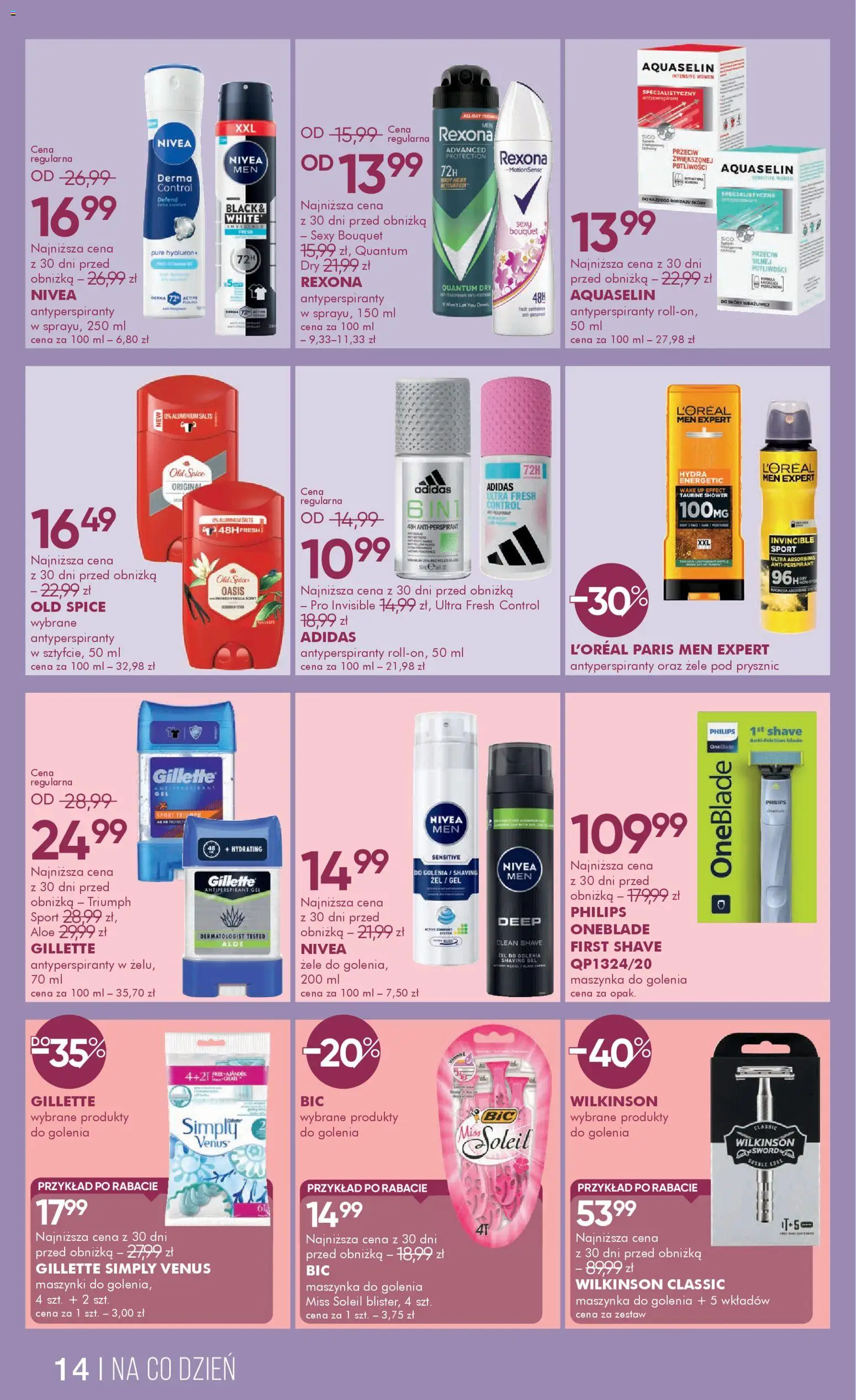 Super-pharm gazetka od 08.04.2026 | Strona: 14 | Produkty: Gillette, Prysznic, Body, Old spice