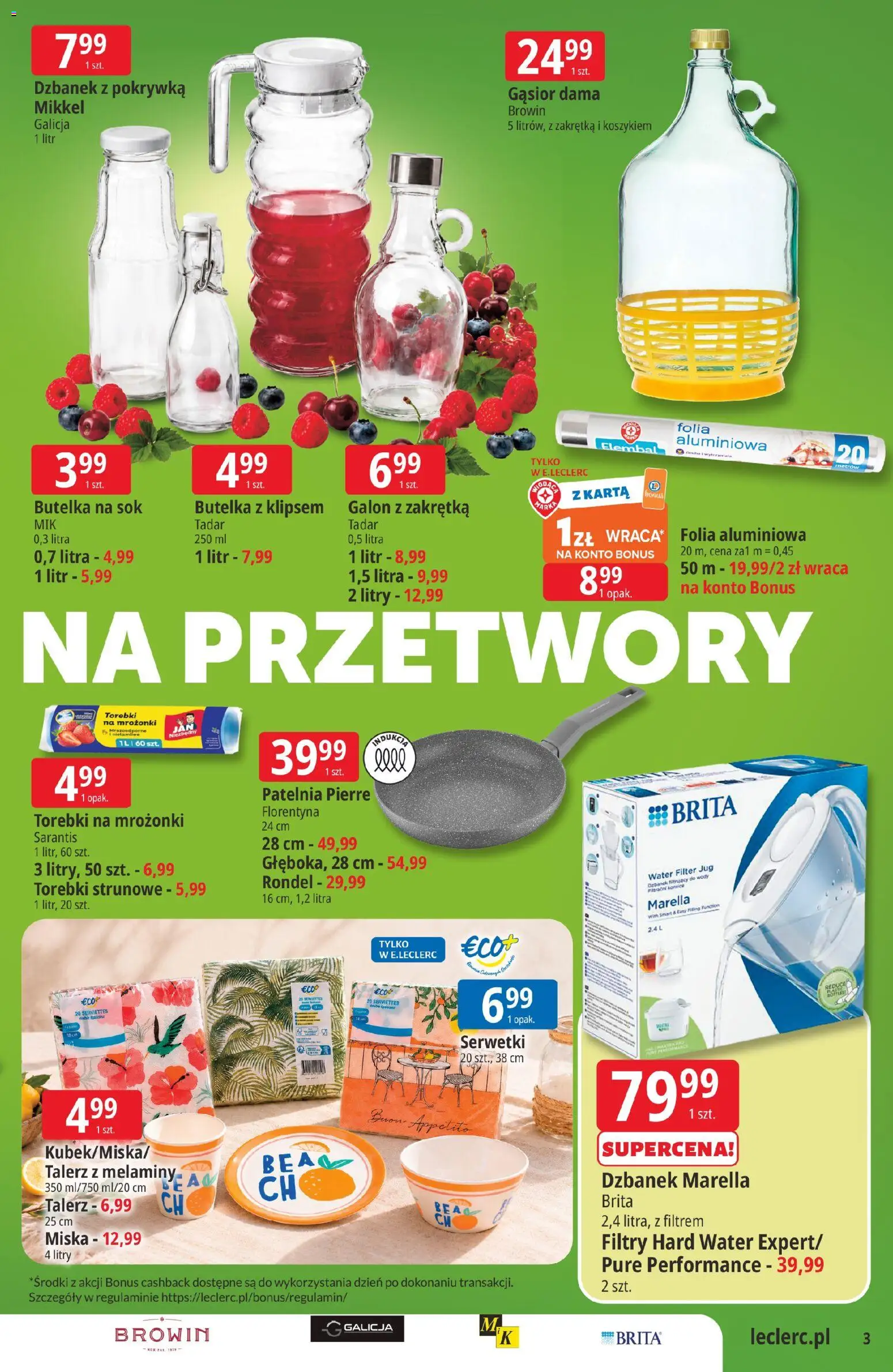 E.Leclerc gazetka - Tychy od 16.06.2026 | Strona: 3 | Produkty: Karta, Dzbanek, Patelnia, Torebki