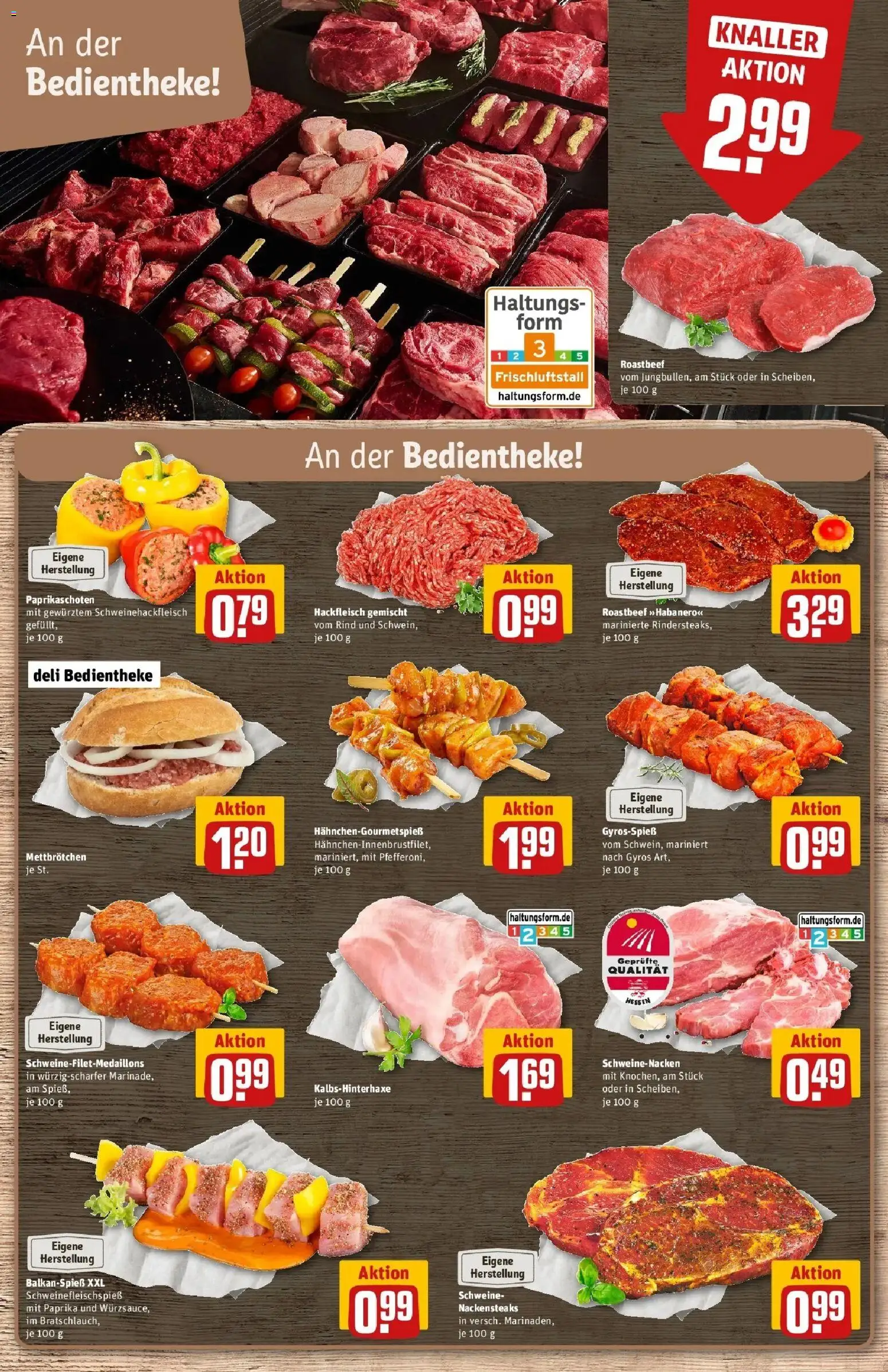 REWE Prospekt ab 10.08.2026 zum Blättern » Angebote | Seite: 6 | Produkte: Nackensteaks, Roastbeef, Gyros, Hackfleisch