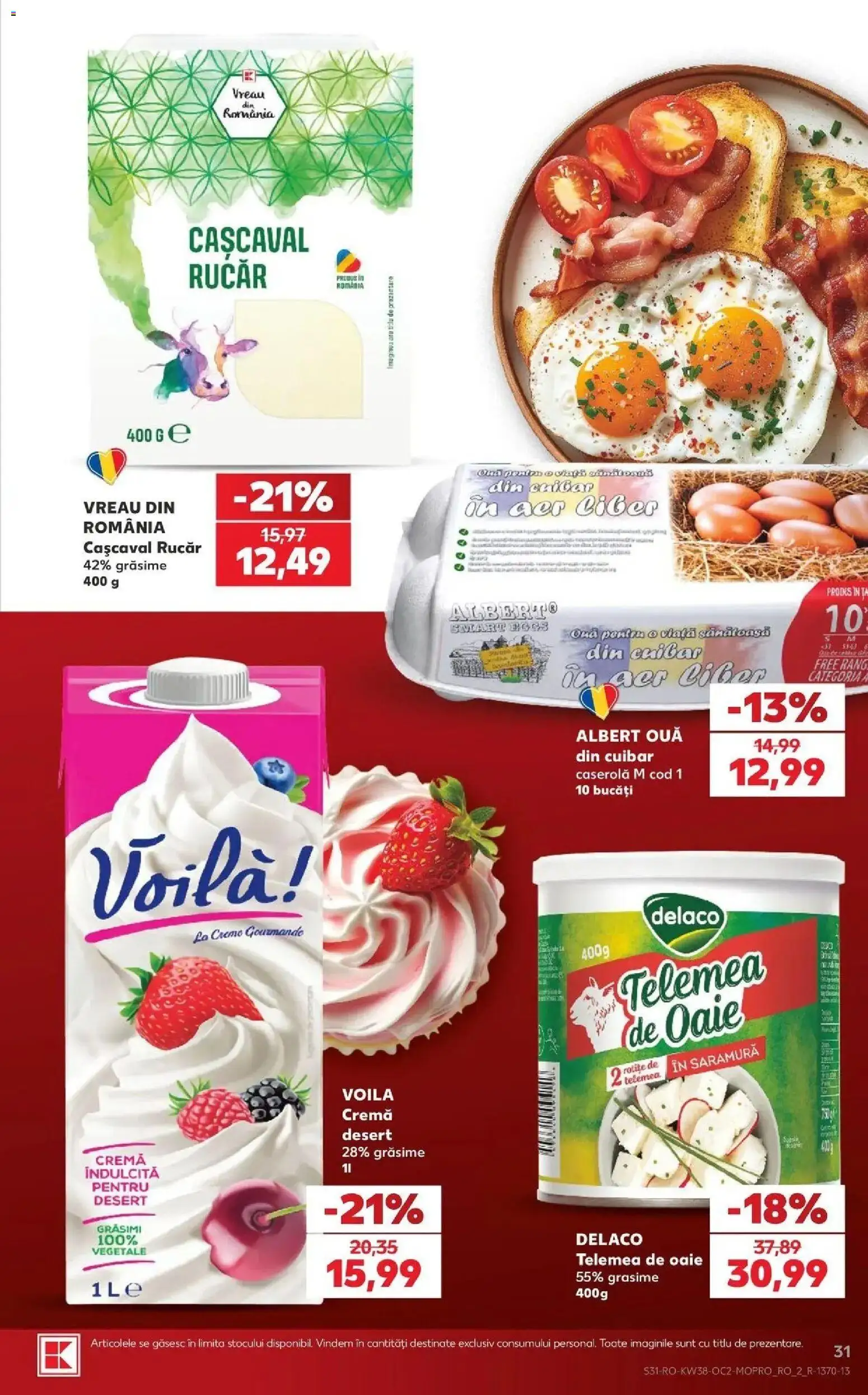 Kaufland Vaslui 16.09.2026 - Revista si Oferta | Pagină: 31 | Produse: Delaco, Caserola, Cașcaval, Ouă