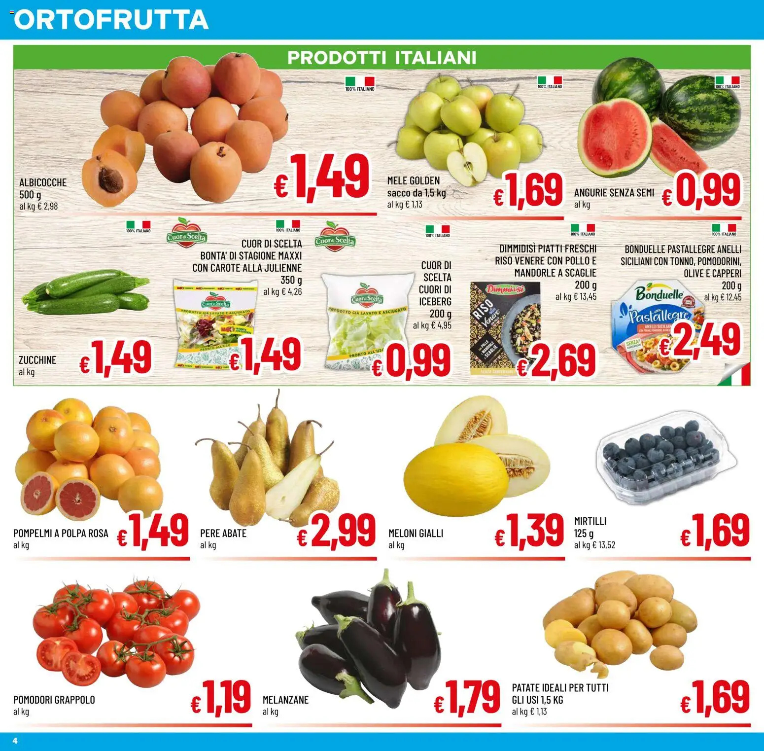 Volantino A&O del 24/06/2026 | Pagina: 4 | Prodotti: Mele, Pomodori, Mirtilli, Albicocche
