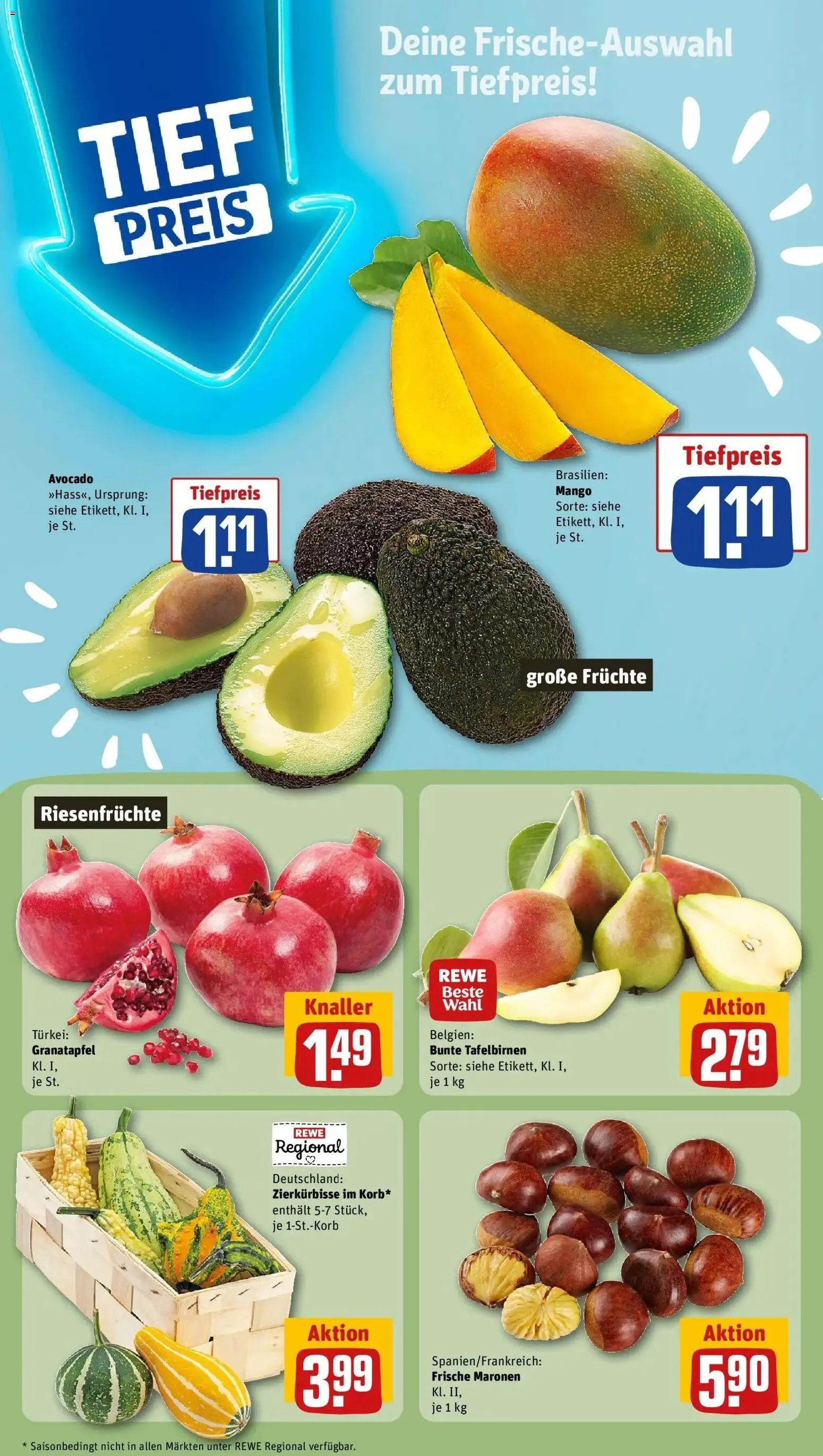 REWE Prospekt ab 19.10.2026 zum Blättern » Angebote | Seite: 5 | Produkte: Granatapfel, Avocado, Mango