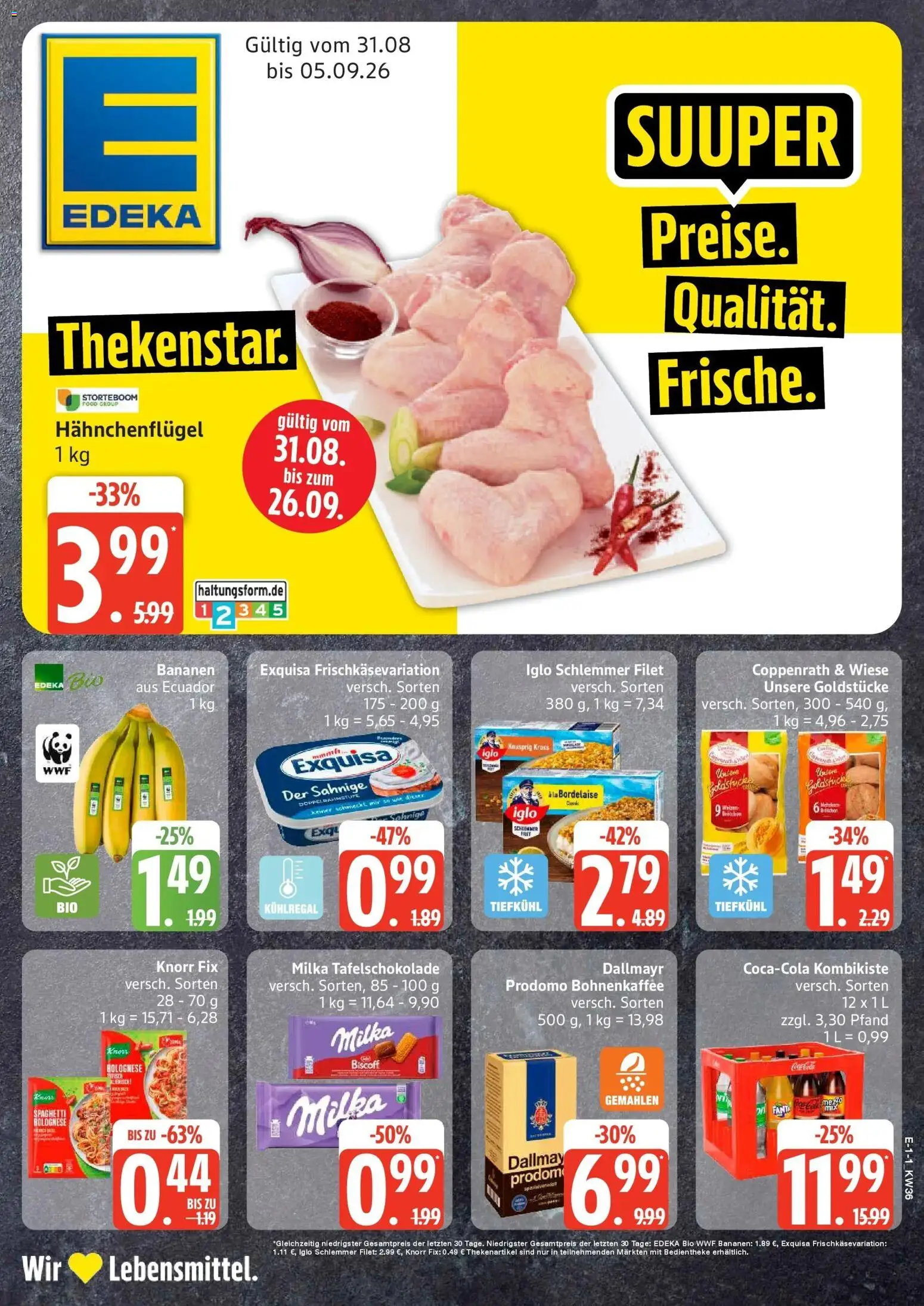 Edeka Prospekt Husum (ab 31.08.2026) » Angebote Online | Seite: 1 | Produkte: Knorr fix, Milka, Exquisa, Dallmayr