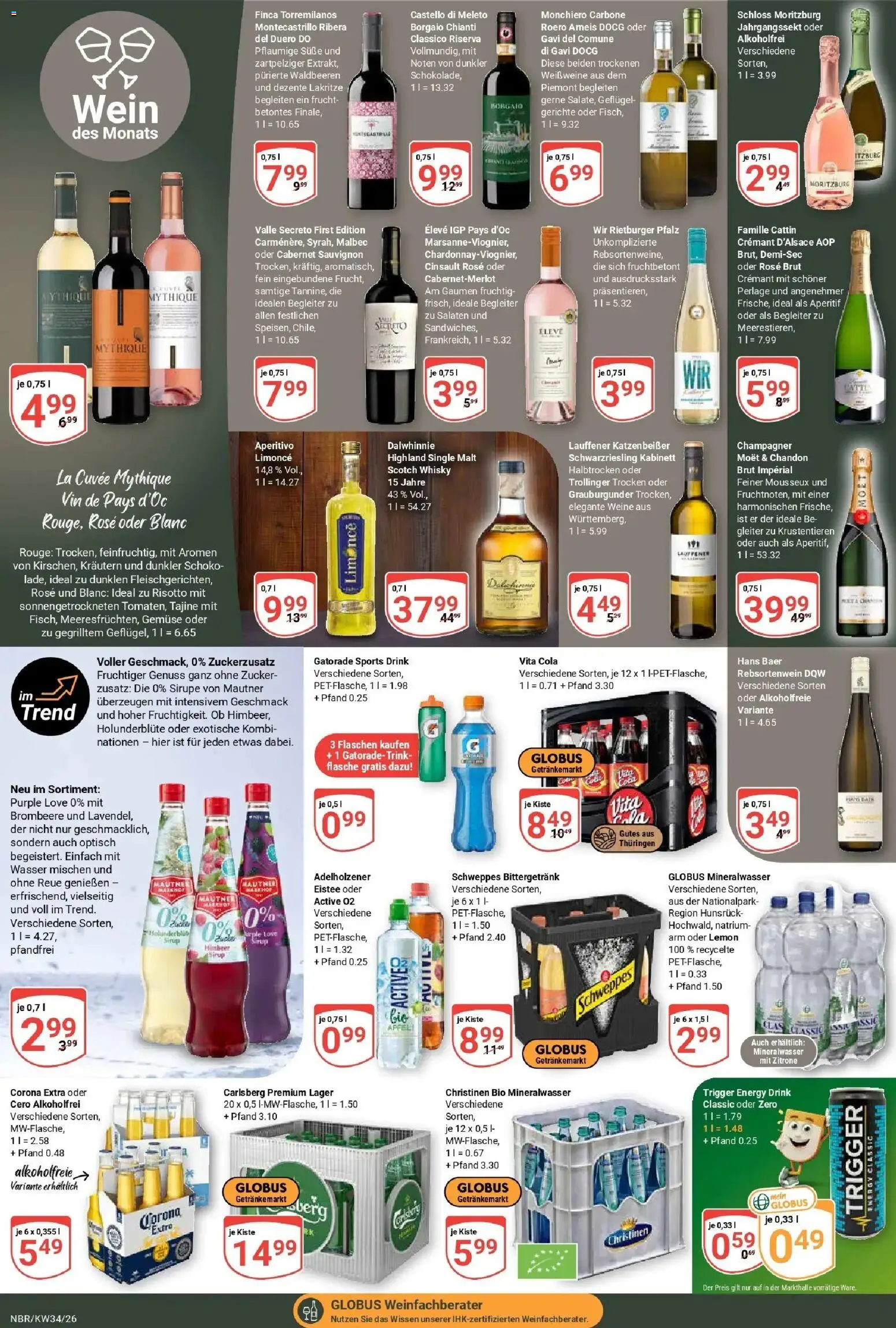Globus Prospekt Neubrandenburg (ab 17.08.2026) » Angebote online | Seite: 22 | Produkte: Adelholzener, Wasser, Gemüse, Wein