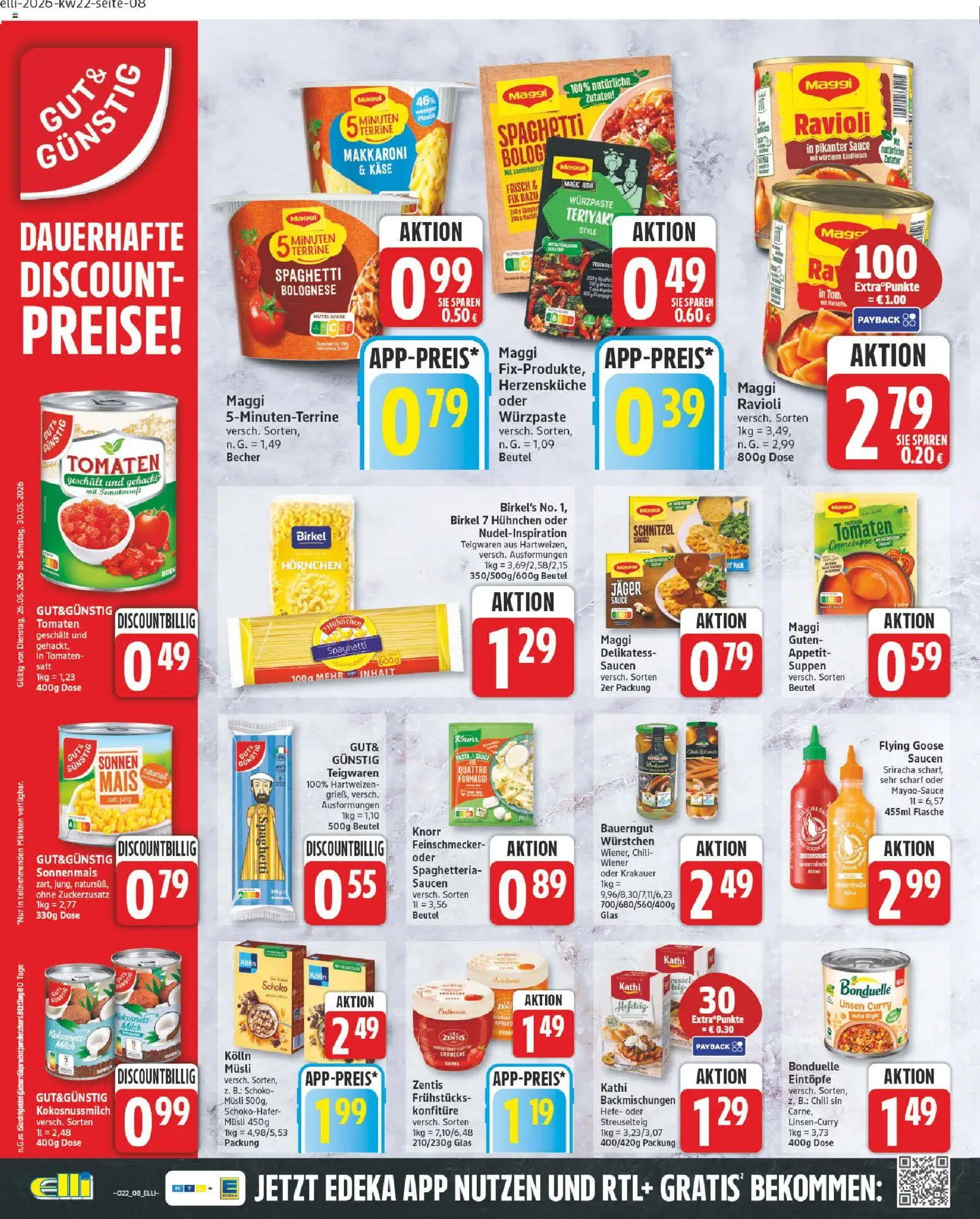 Elli Markt Aktueller Prospekt – gültig ab 26.05.2026 | Seite: 8 | Produkte: Musli, Maggi, Milch, Bauerngut