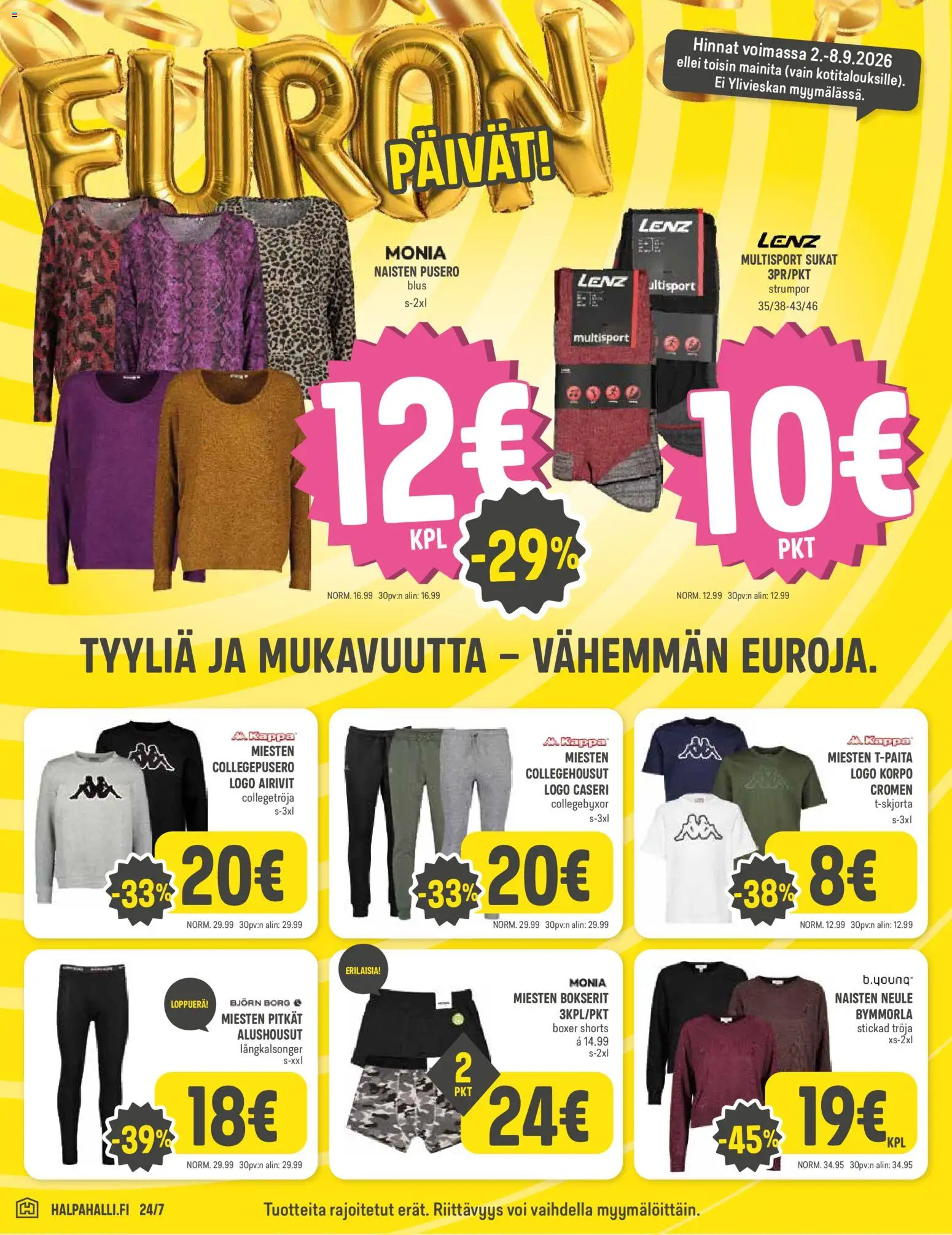 Halpa Halli tarjoukset – voimassa 02/09/2026 alkaen | Sivu: 10 | Tuotteet: Pusero, Voi, Sukat, Alushousut