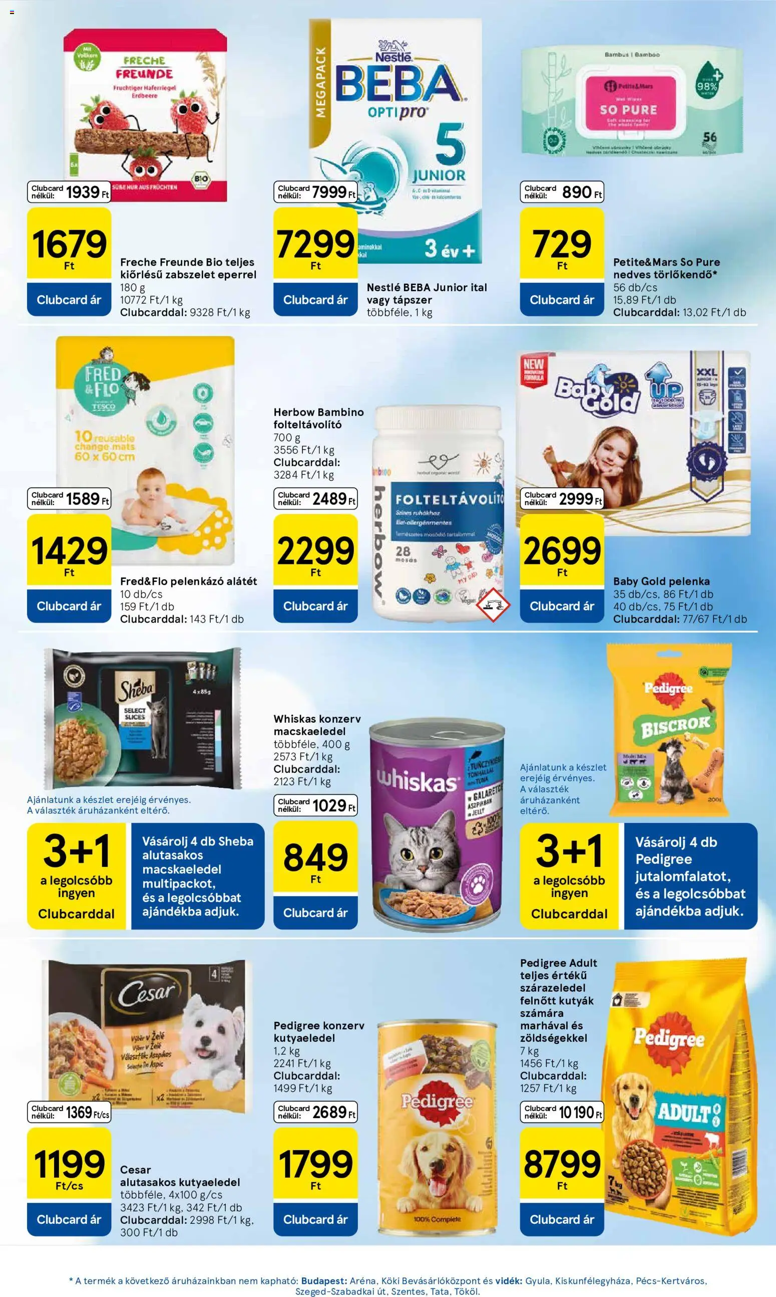 Tesco akciós ujság - amely érvényes a következő dátumtól: 07.05.2026 | Oldal: 29 | Termékek: Kutyaeledel, Whiskas, Pelenkázó, Só
