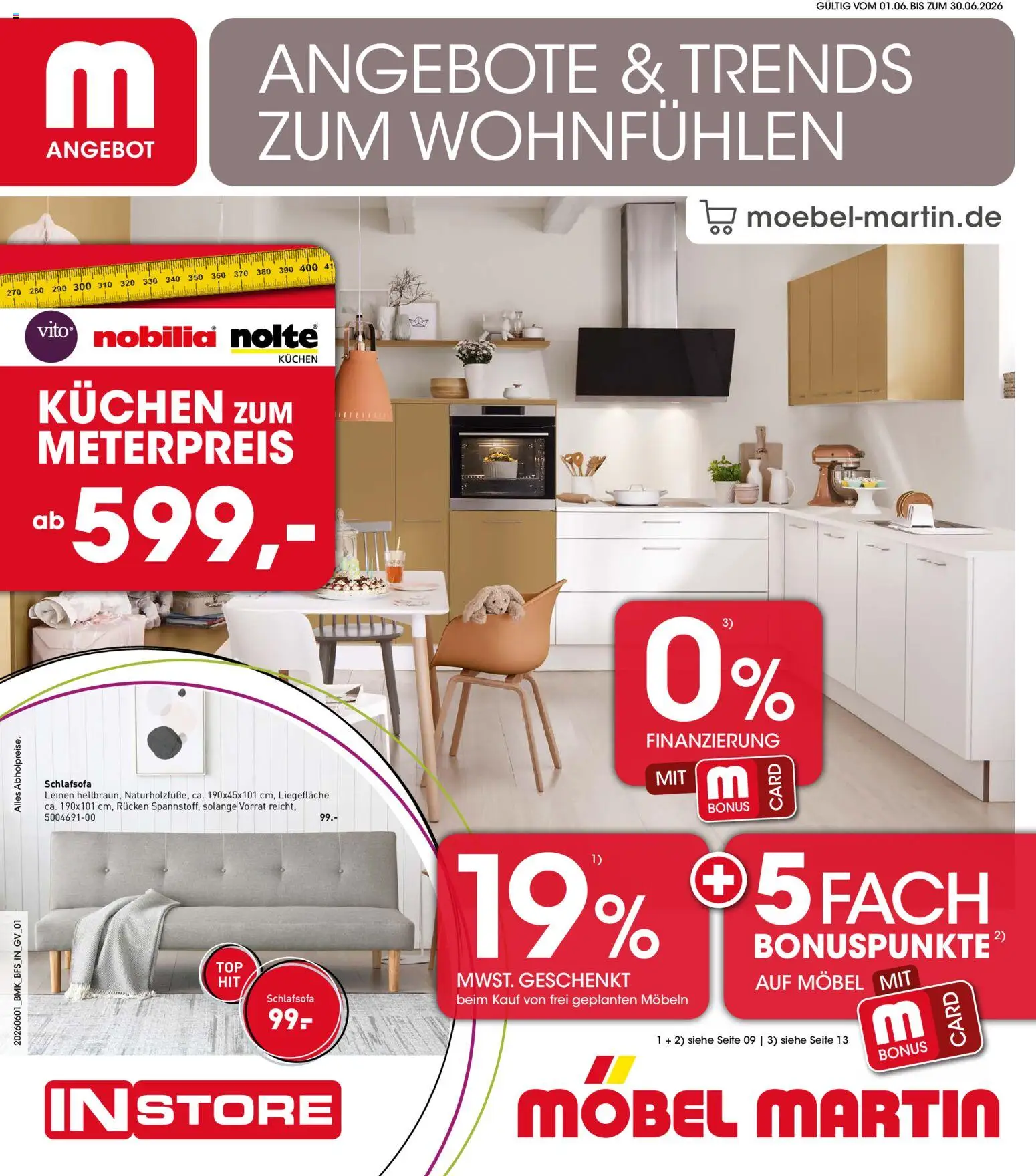 Möbel Martin Prospekt – gültig ab 01.06.2026 | Seite: 1 | Produkte: Schlafsofa, Kuchen