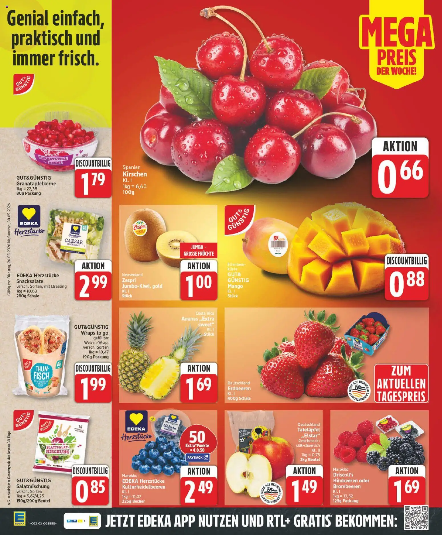 Edeka Prospekt – gültig ab 26.05.2026 | Seite: 2 | Produkte: Himbeeren, Ananas, Kirschen, Mango