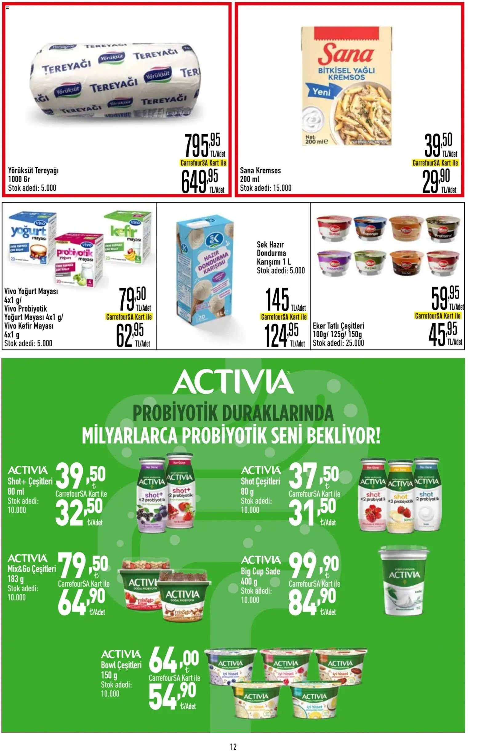 CarrefourSA Katalog - 06 Ağustos 2026 tarihinden itibaren geçerlidir | Sayfa: 12 | Ürünler: Kefir, Tereyağı, Yoğurt, Dondurma