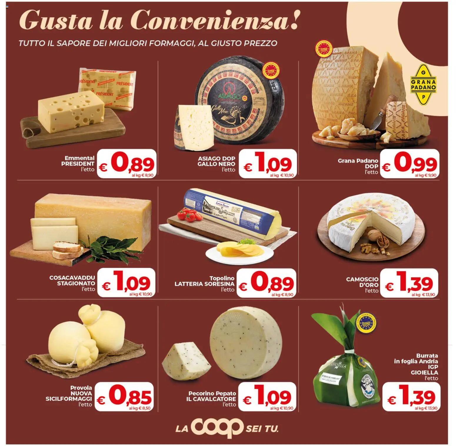 Volantino COOP del 30/07/2026 | Pagina: 12 | Prodotti: Grana Padano, Provola, Burrata, Emmental