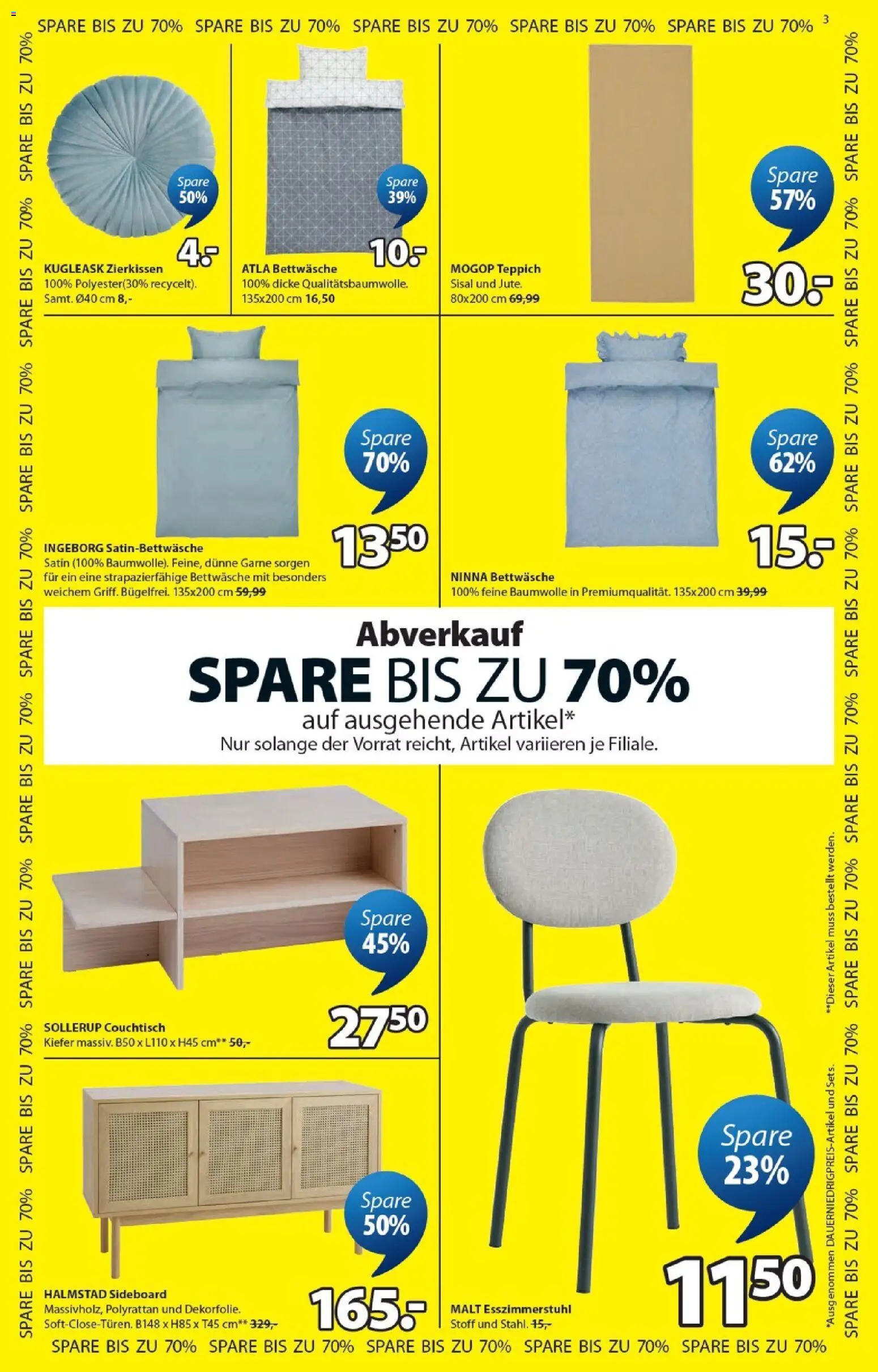 Prospekt JYSK – gültig ab 07.06.2026 | Seite: 3 | Produkte: Sideboard, Couchtisch, Bettwäsche, Teppich