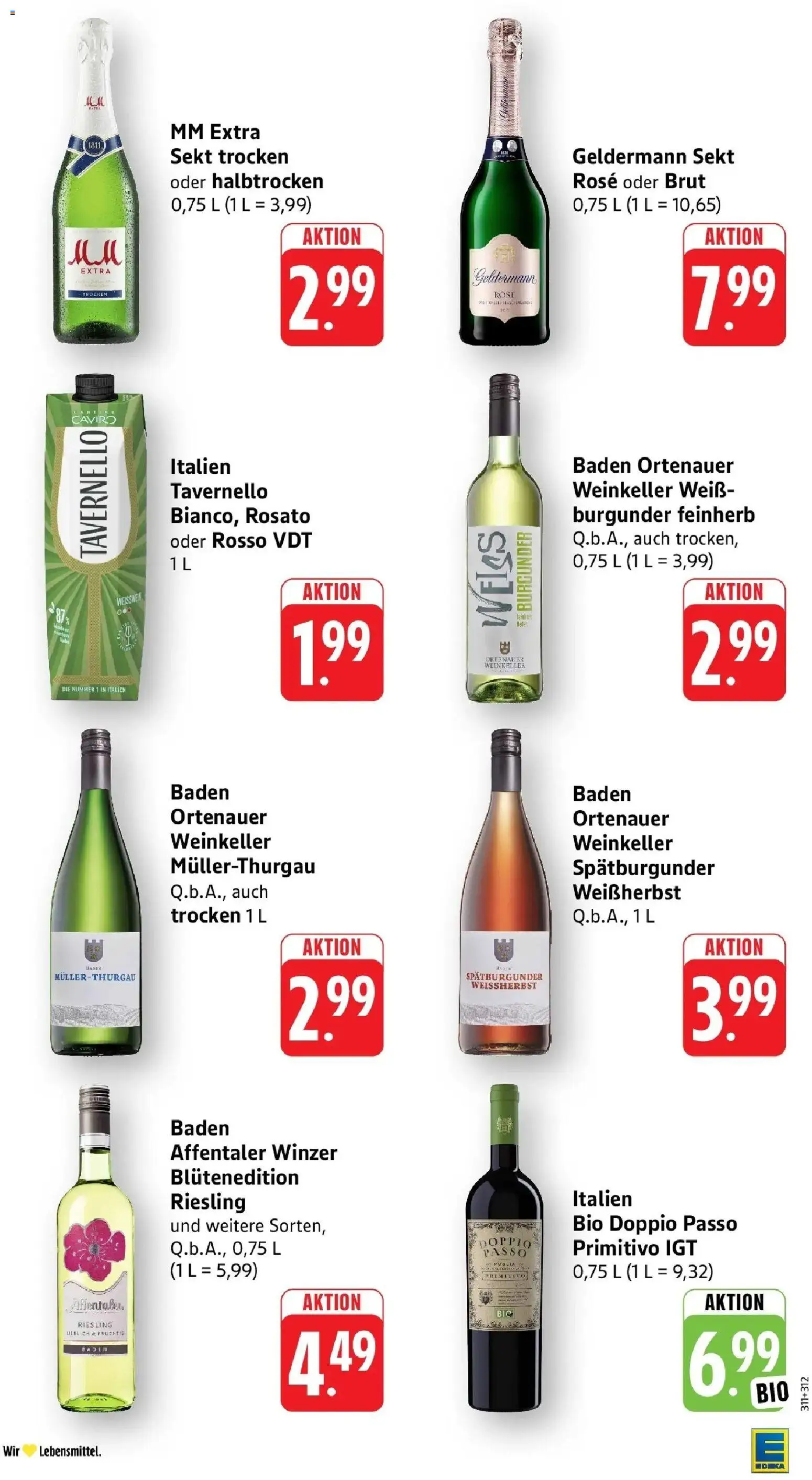 Edeka prospekt Ettenheim – gültig ab 08.06.2026 | Seite: 39 | Produkte: Weißwein, Sekt, Doppio passo primitivo, Doppio Passo
