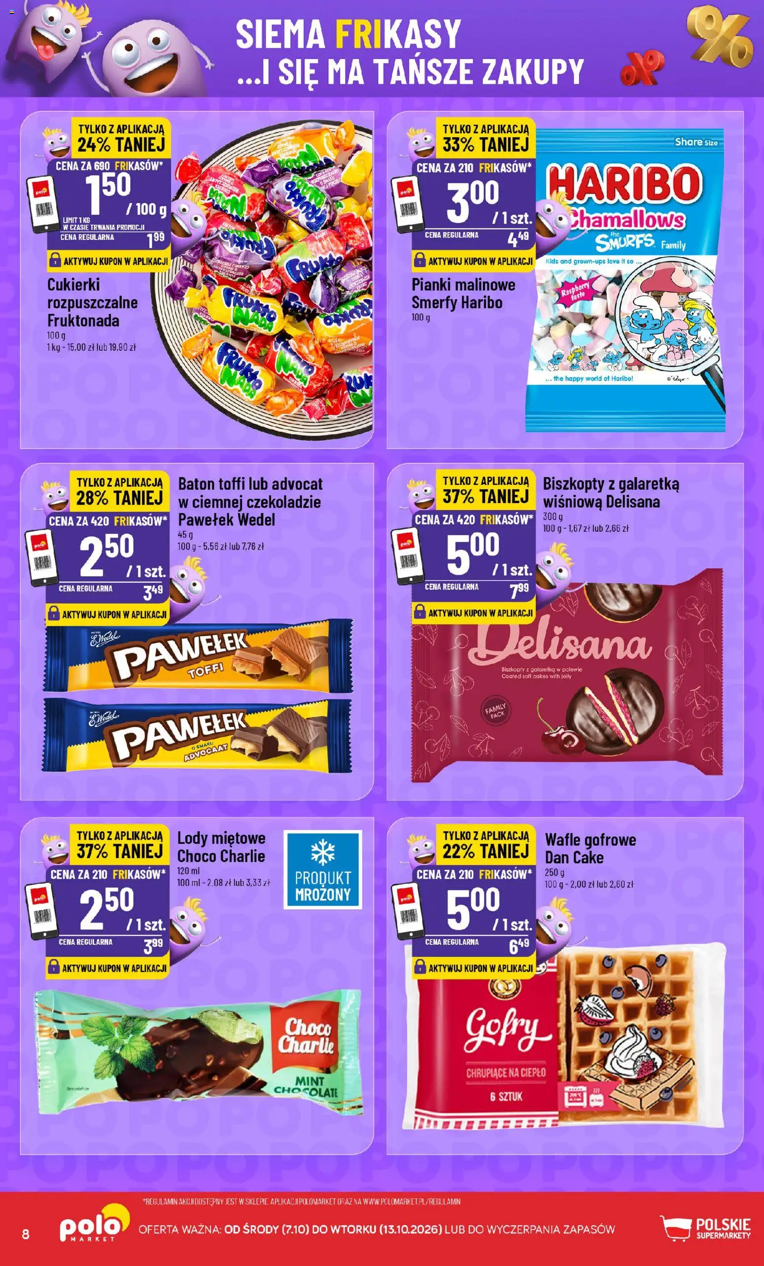 POLOmarket gazetka - Frikasowe Hity od 07.10.2026 | Strona: 8 | Produkty: Lody miętowe, Pianki, Cukierki, Lody